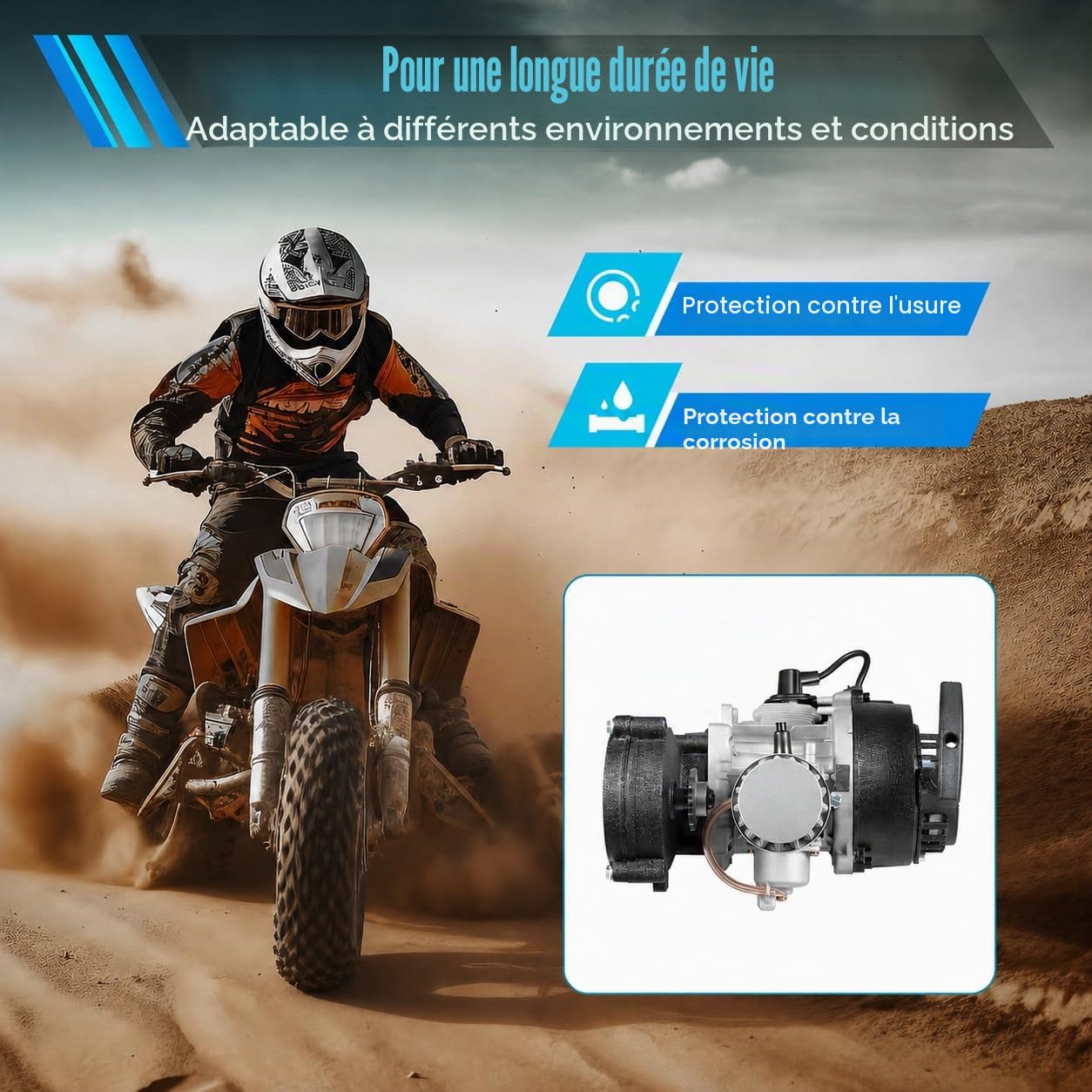 Moteur Pocket Bike 49cc avec carburateur - Moteur Quad 50cc 2 Temps, Mini moteur Cross ATV Dirt Bike - Démarrage par Câble - Cylindre Unique