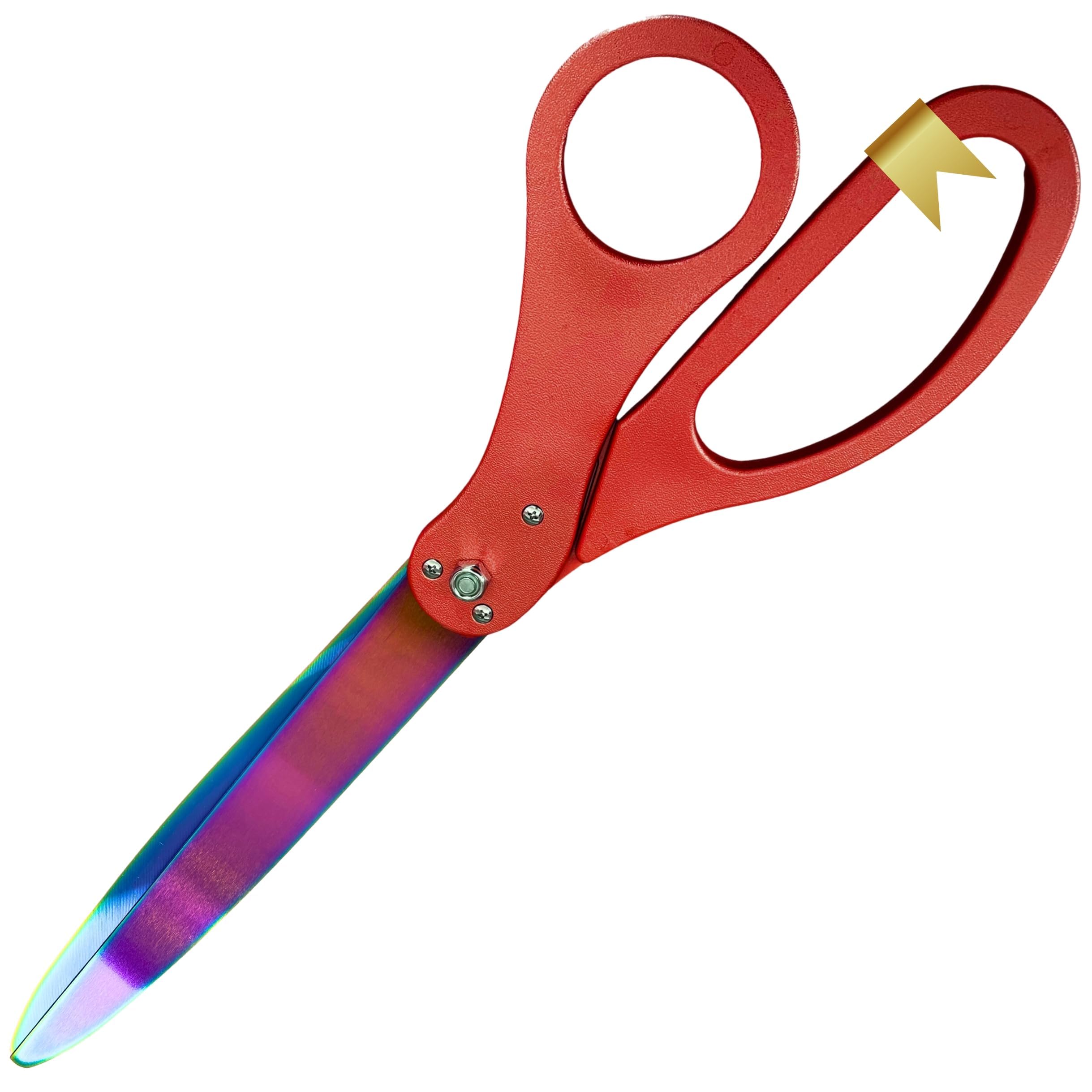 New Edition Grand Opening Scissors – 25'' Shears Red with Rainbow Blades for Ribbon Cutting Ceremony Heavy Duty Red Scissors Ribbon Cutting Shears for Inauguration Ceremonies & Special Events