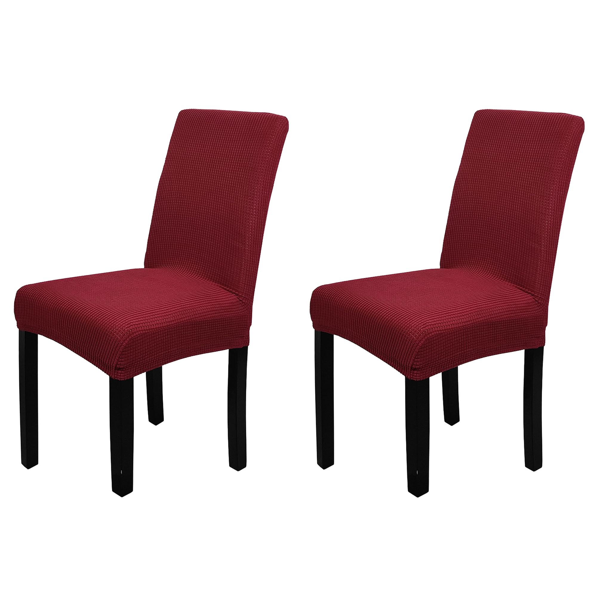 Trimming Shop High-Back Velvet Chair Covers for Dining Room, Burgundy, 2pcs