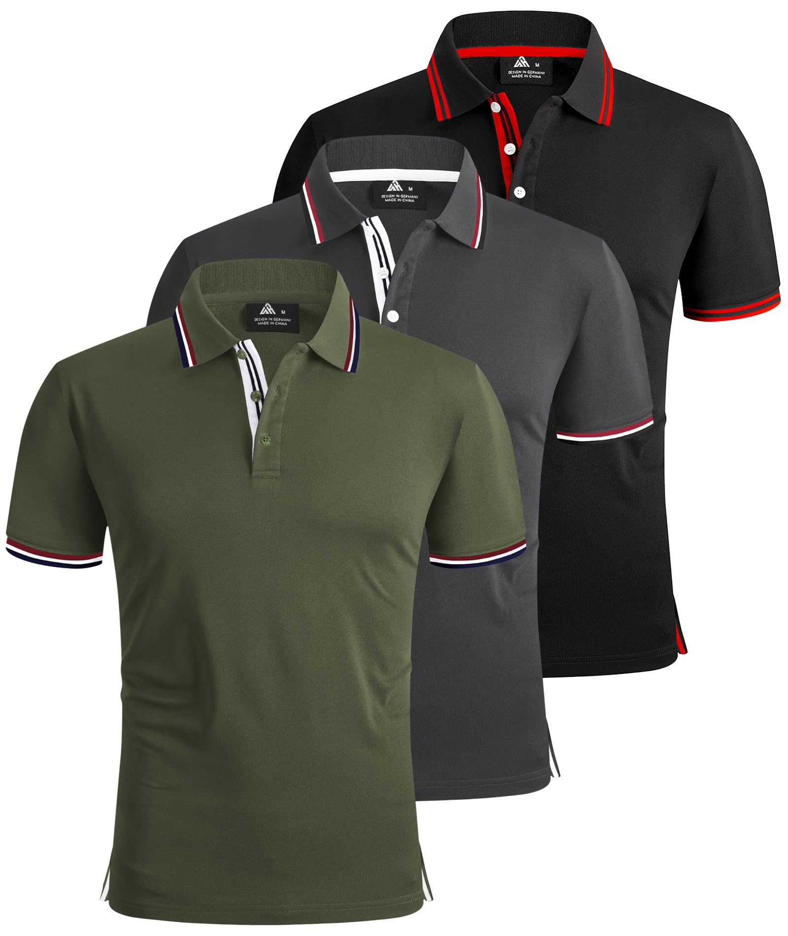 SwissWell 3er Pack Poloshirt Herren Kurzarm Golf T-Shirt für Herren Atmungsaktiv Polo Shirts Männer