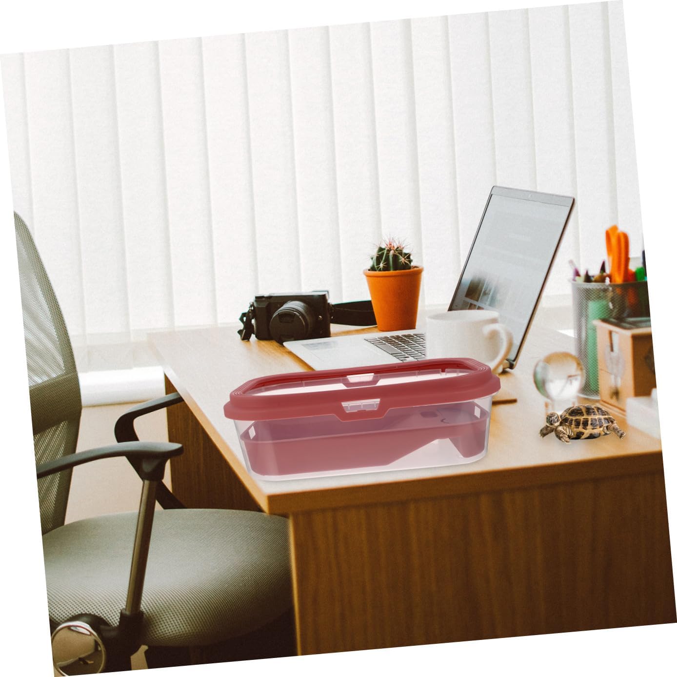 Large Plastic Tortoise Tank with Terrace Turtle Feeding and Basking Aquarium Durable Turtles Frogs and Lizards Pink