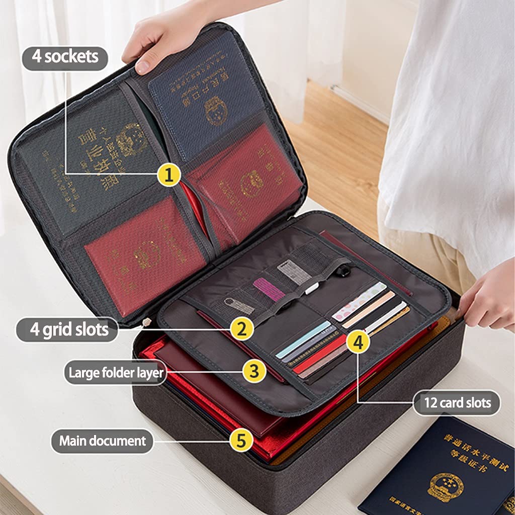 Portadocumenti Moto, Borsa Portadocumenti Impermeabile con Lucchetto, Custodia per File a 2 Strati, Borsa Portadocumenti Portatile da Viaggio per la casa per Laptop, Documenti, certificati