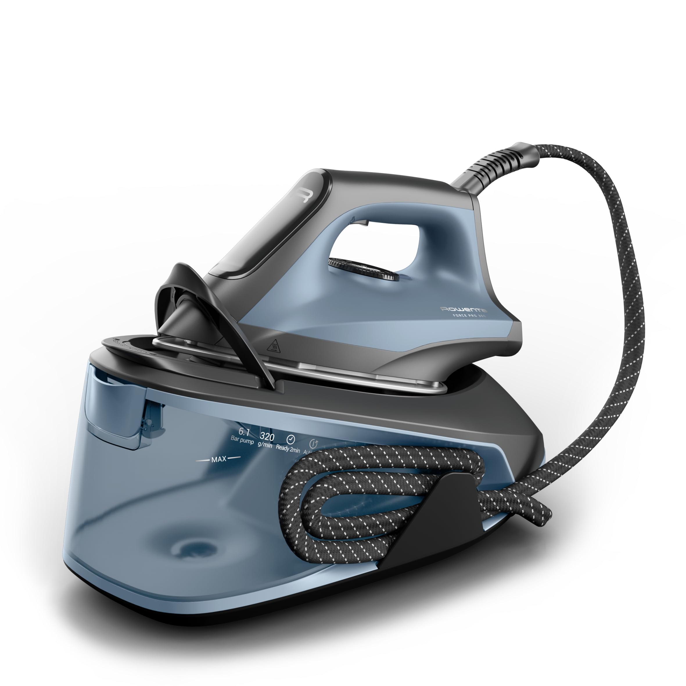Rowenta Force Pro 300 VR5431F0 Station de repassage, 110 g/min, boost de vapeur 320 g/min, 6,1 bar et temps de préchauffage en 2 min, réservoir de 1,4 l, mode Eco, résultats professionnels