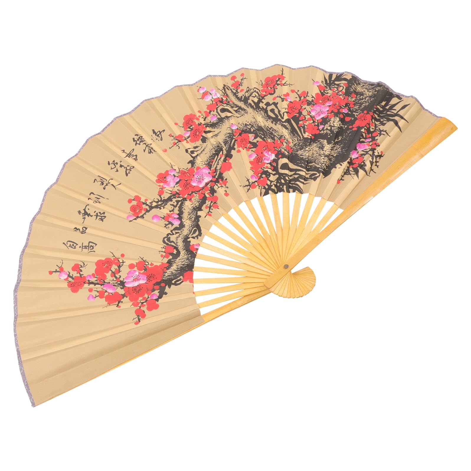 VICASKY Large Oriental Chinese Wall Hanging Folding Fan Blossom Paper Craft Fan Decor for Home Party Wedding Lightweight Wall-mounted Decoration