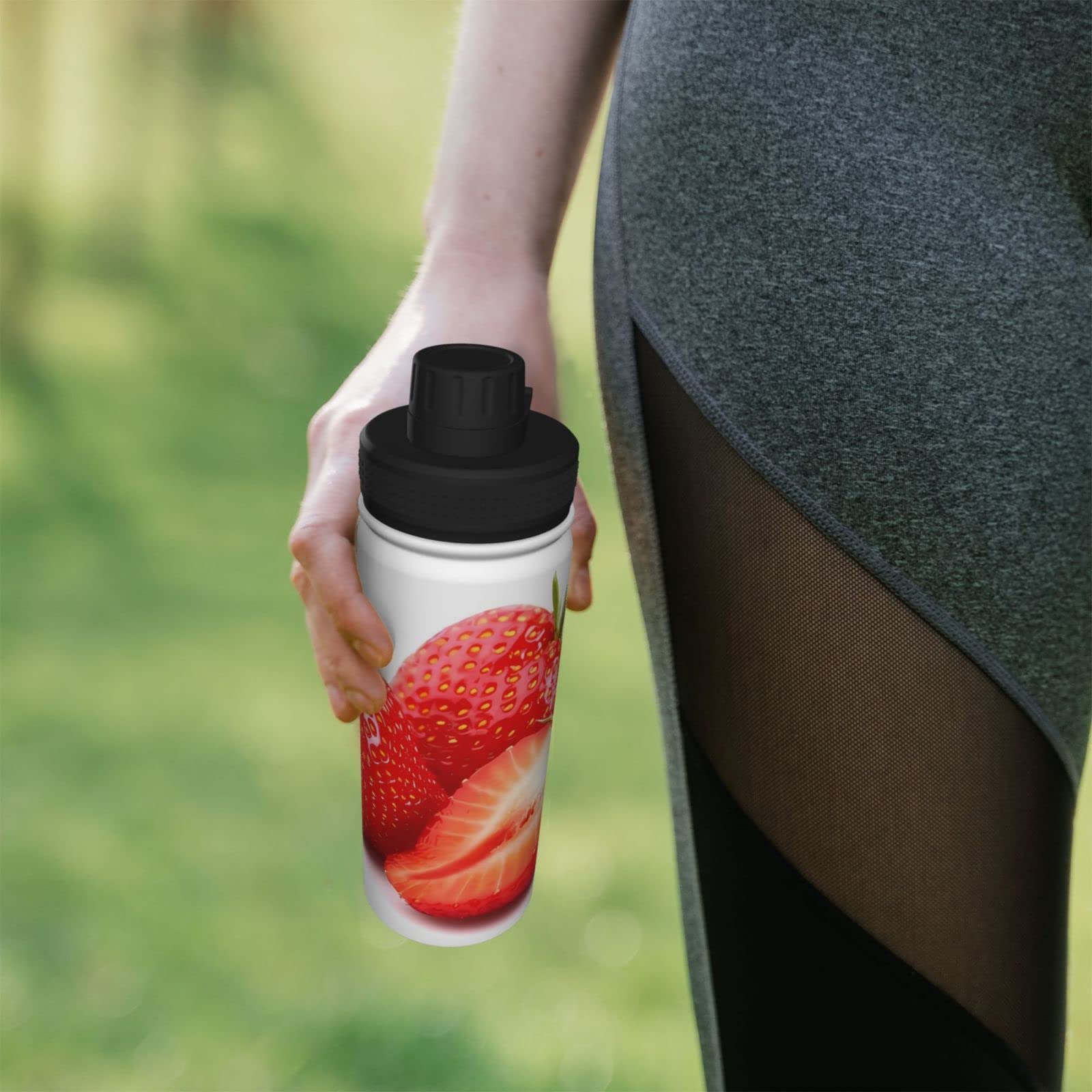 Fresh Strawberry Sport-Wasserflasche, 530 ml, isolierte Edelstahl, auslaufsichere Wasserflasche für Reisen, Fitnessstudio, Büro