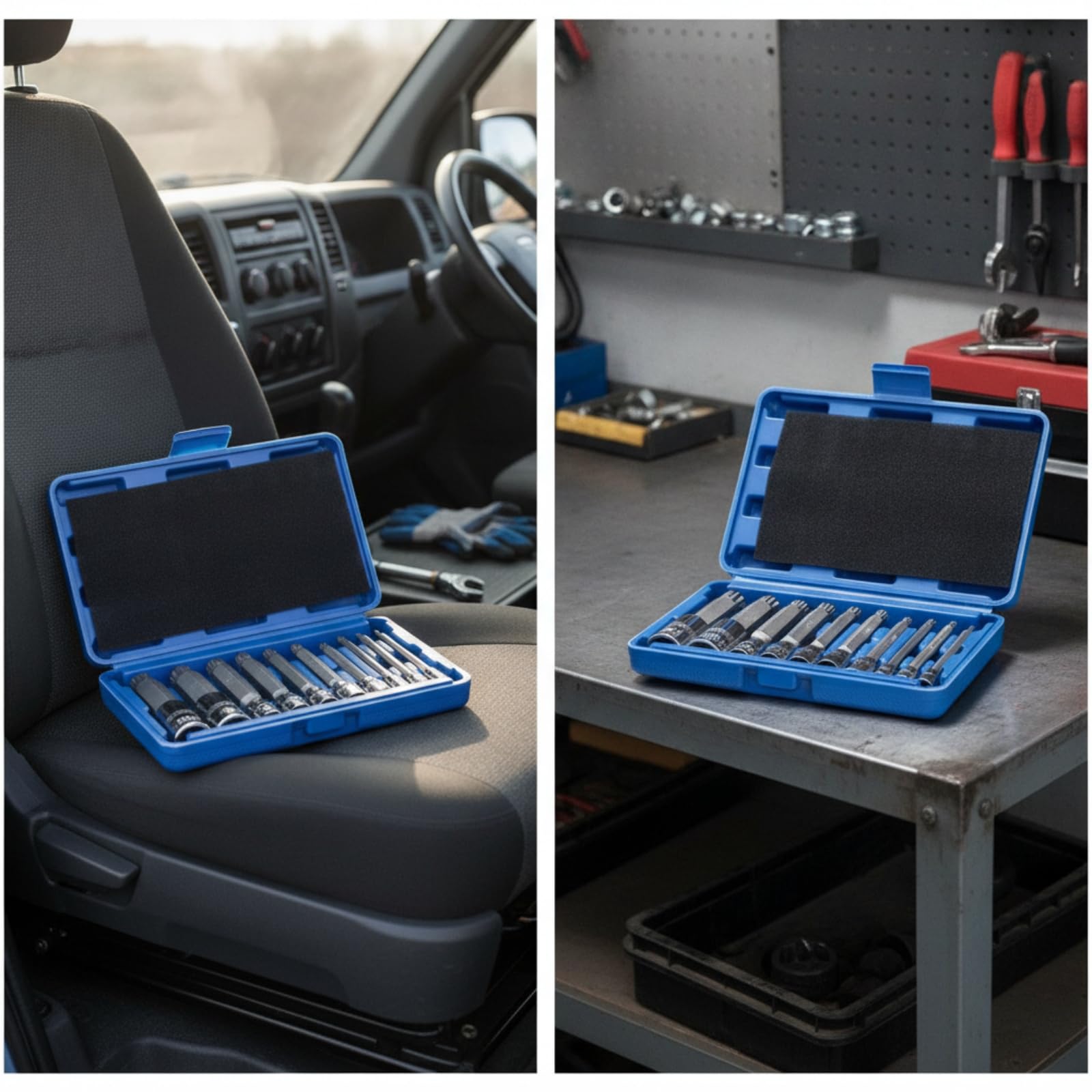 10 Pezzi Kit di Inserti a Bussola Portatile Utensili Durevole Attrezzi per Meccanici, Manutentori, Officina, Garage