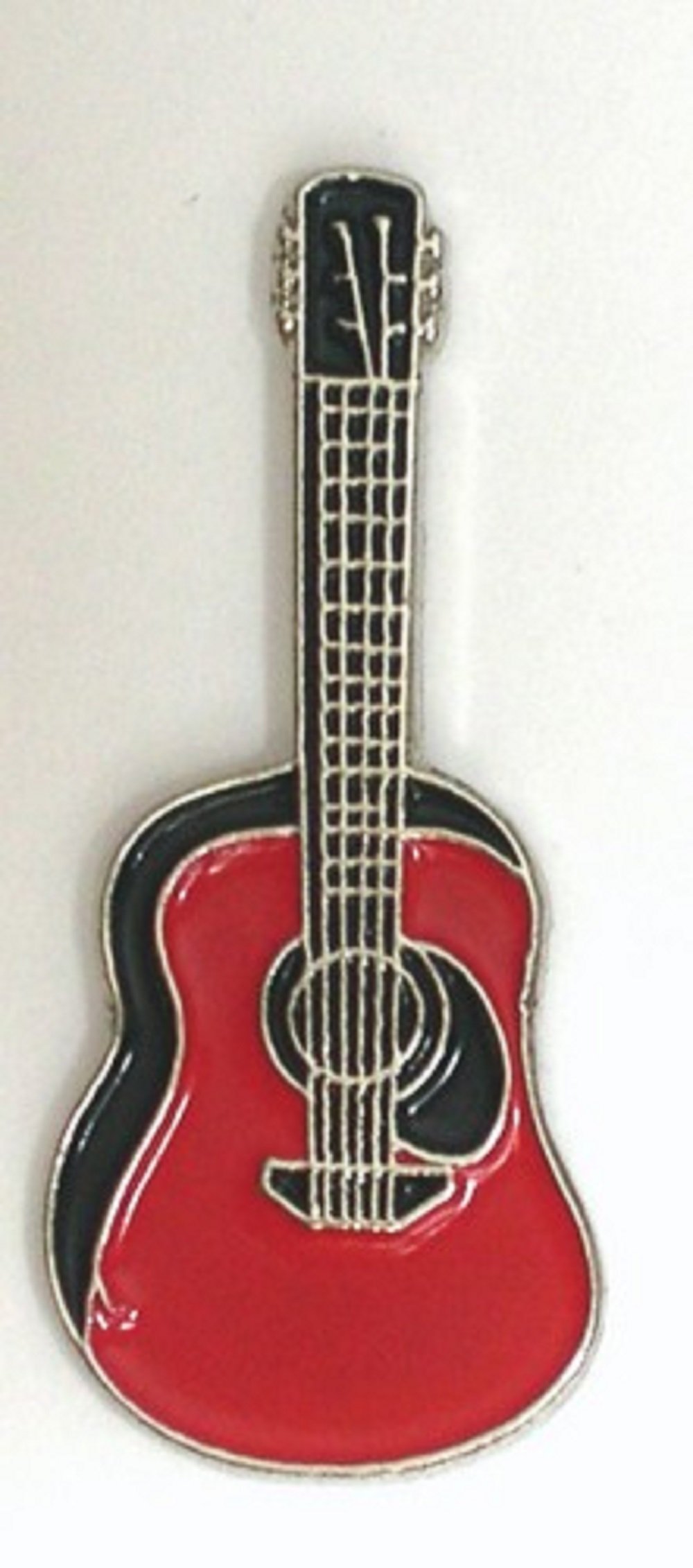Mainly Metal Multi-Coloured Metal Enamel Pin Badge Rock Folk Country Music Acoustic Guitar In Red