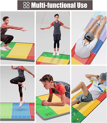 Miniatura 6 de Colorida alfombra larga de entrenamiento de salto, alfombras de prueba de ejercicio multifuncionales, entrenamiento de gimnasio en casa alfombra de