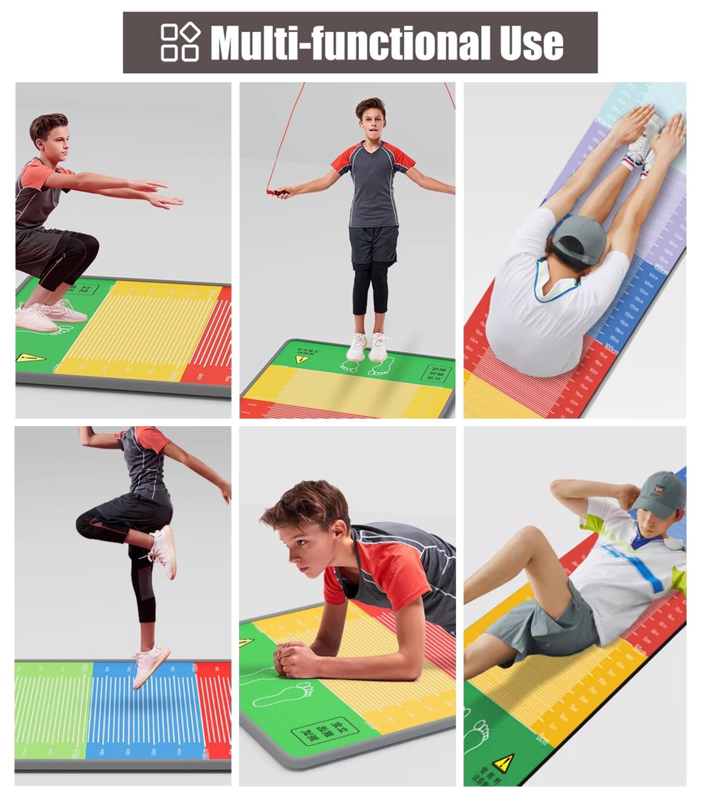 Tappetino per esercizi di salto lungo in piedi per interni, resistente tappetino per allenamento fitness a casa