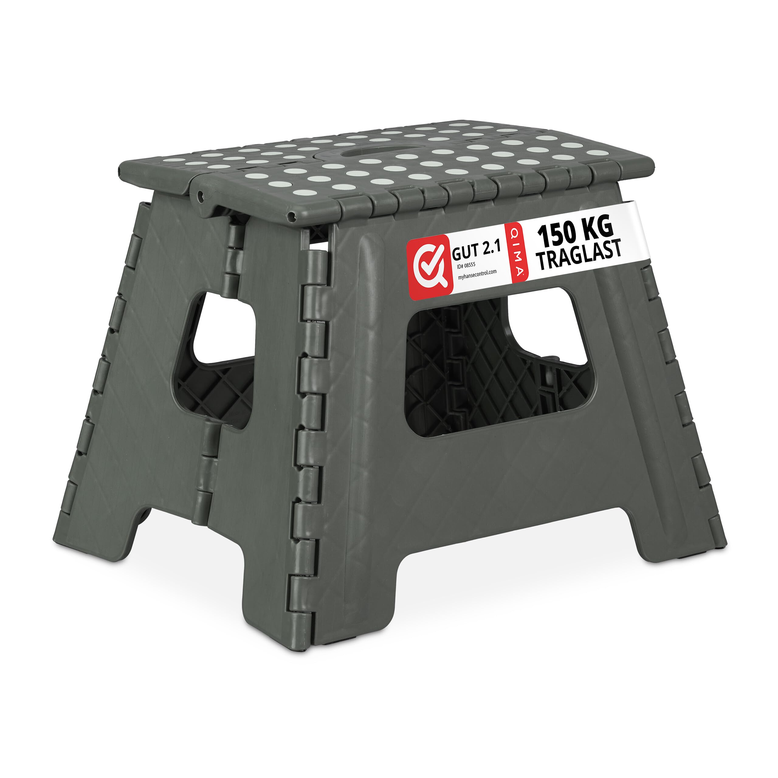 Relaxdays Klapphocker faltbar L Taburete Plegable, Portátil, Escalón Baño, para Niños o Viajes, para hasta 150 kg, 30 x 37 x 29 cm, Gris Claro, Gomaespuma, 32,5 cm