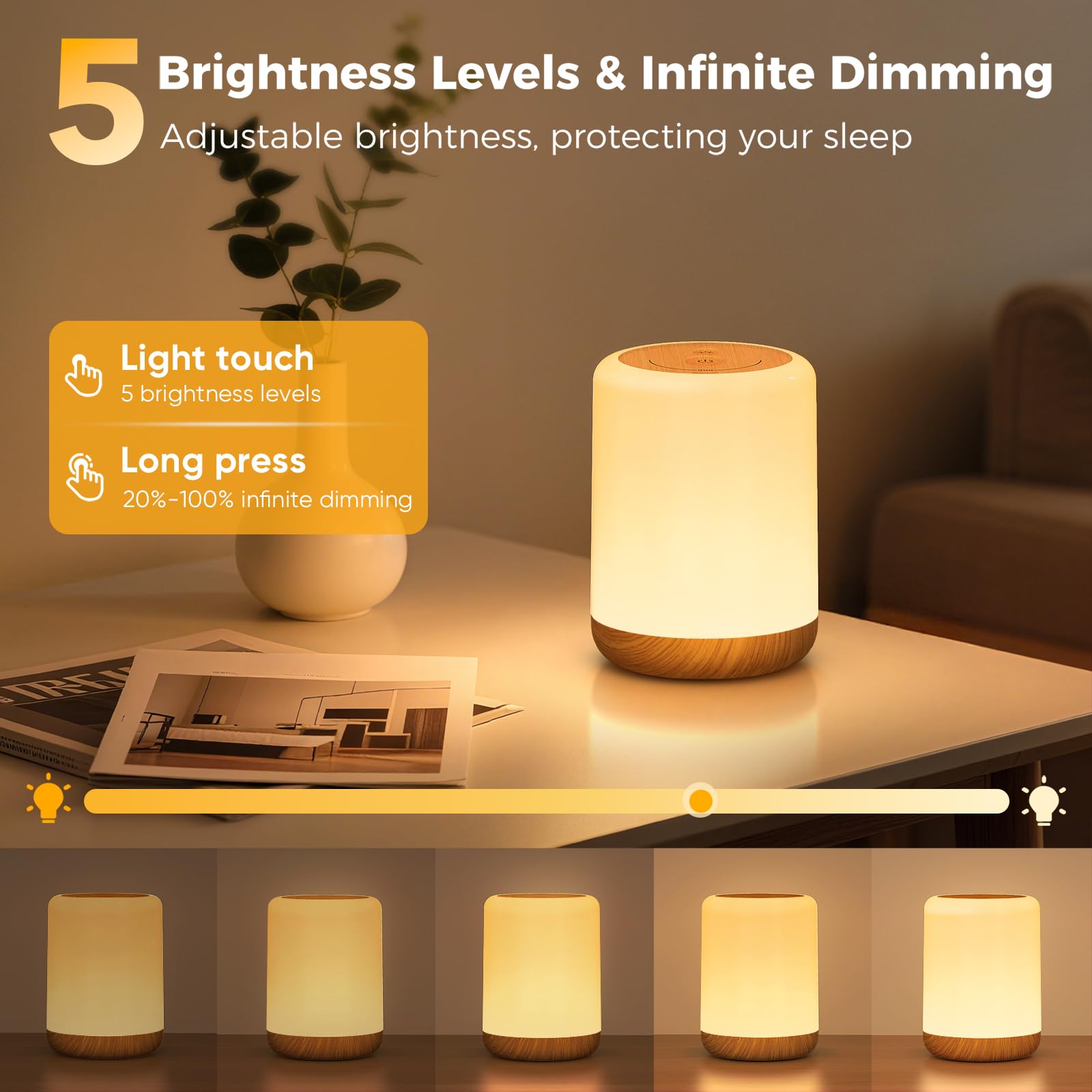 Lampka Nocna LED dla Dzieci Dotykowa,256 RGB ściemniana i 3 trybami,ładowanie przez USB,Dotykowa lampka nocna bateryjna,z funkcją timera i pamięci,Dotykowa lampka nocna,do sypialni,salonu