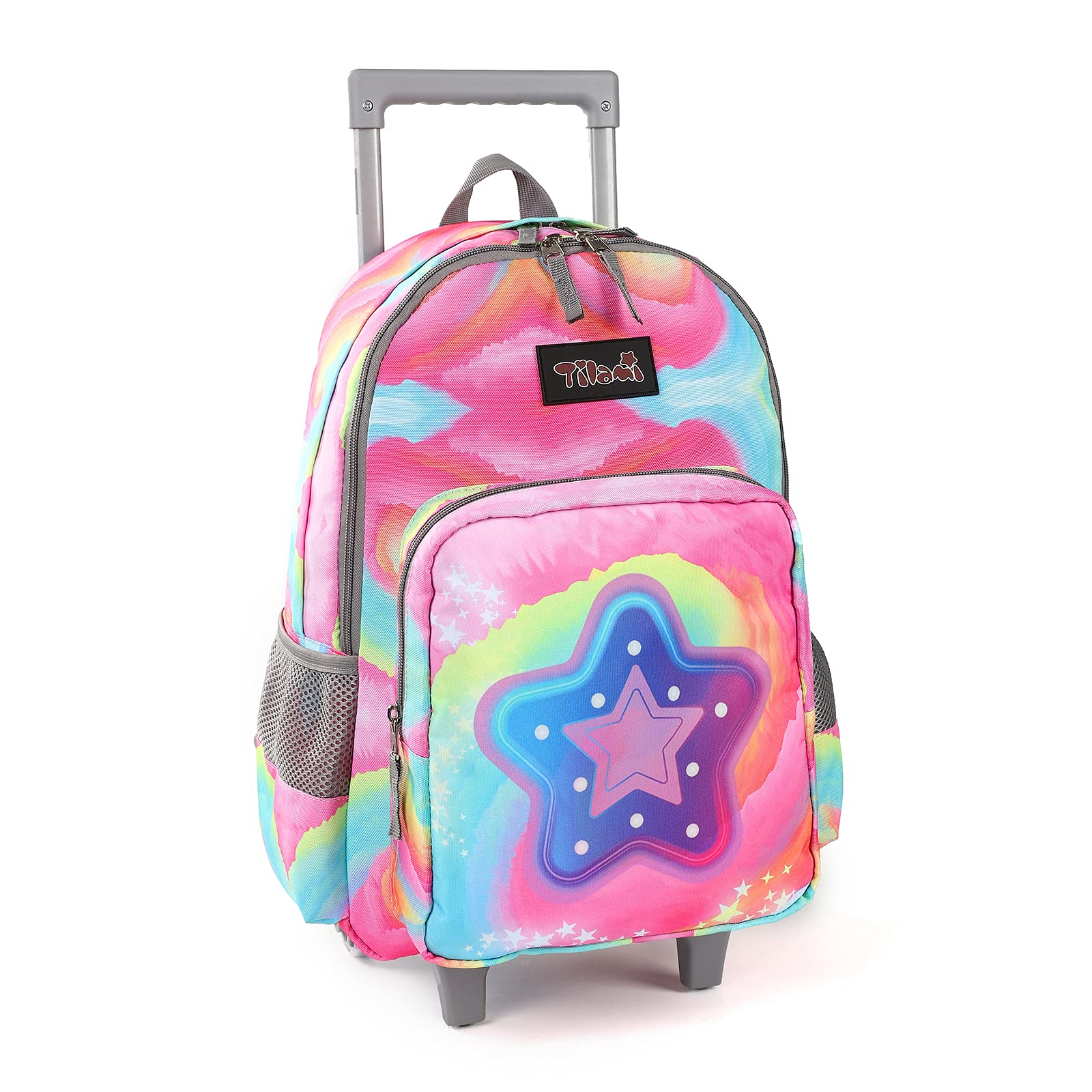 Tilami Rolling Backpack 18 inch Double Handle Wheeled Laptop Boys Girls Travel School Children Luggage Toddler Trip (Starlight)