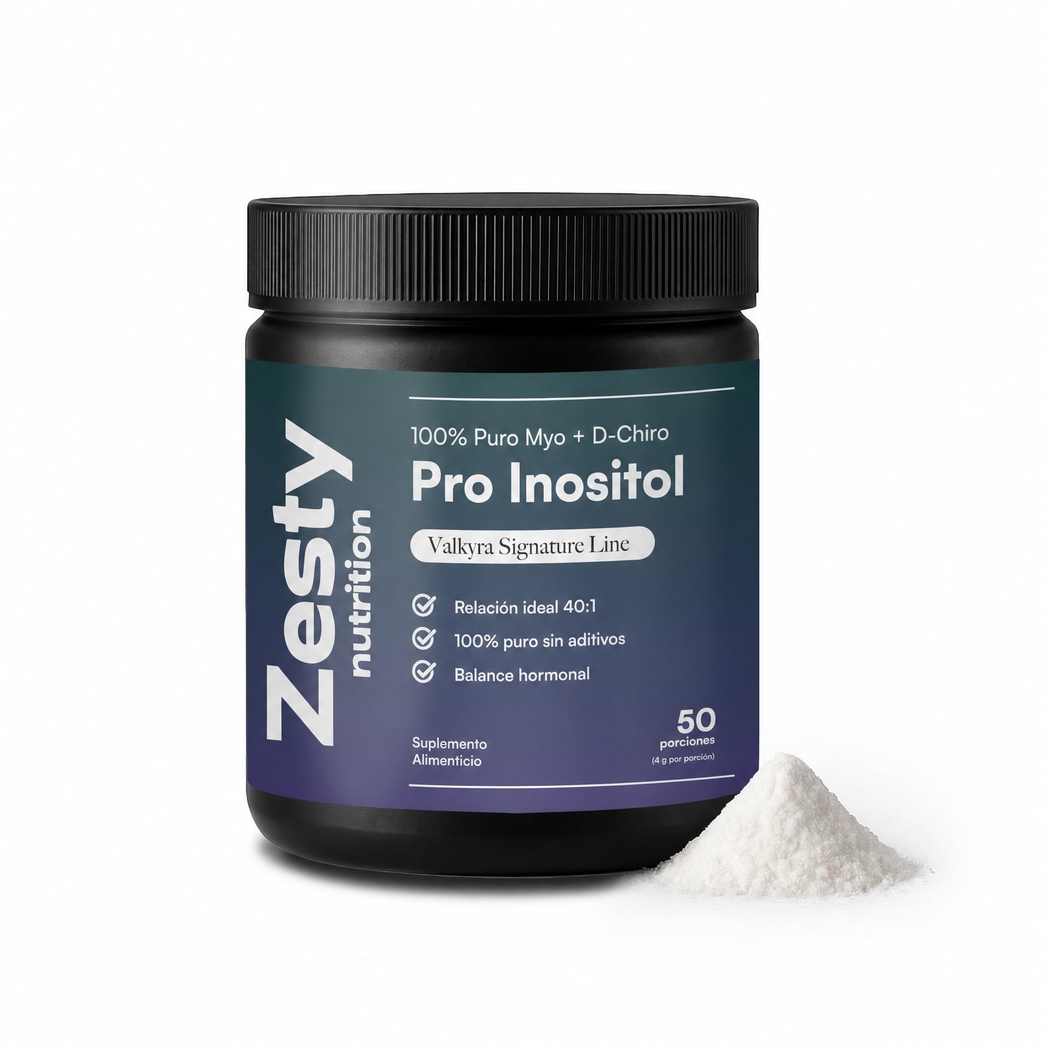Zesty Nutrition Inositol Puro 200 g – Myo & D-Chiro en proporción 40:1 – Suplemento para Mujer de Alta Biodisponibilidad – Sin sabor, sin aditivos ni rellenos – Hecho en México