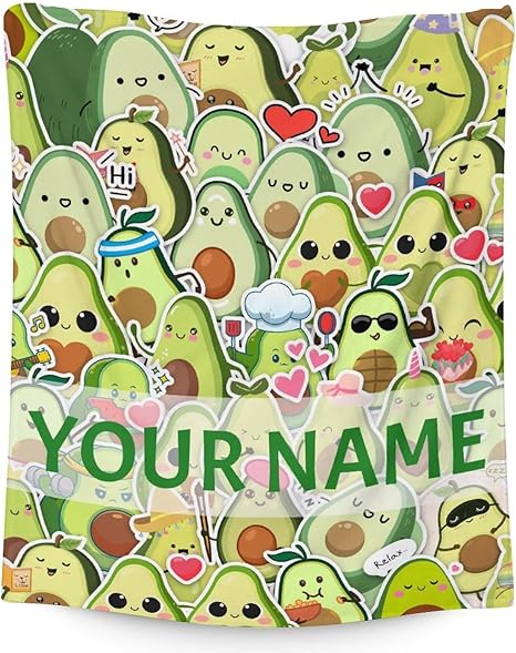 Blanket for Girls - 40"x50" Personalized Cute Avocado Throw Gifts - Colorful Soft Fuzzy Blankets for Bed, Couch & Living Room
