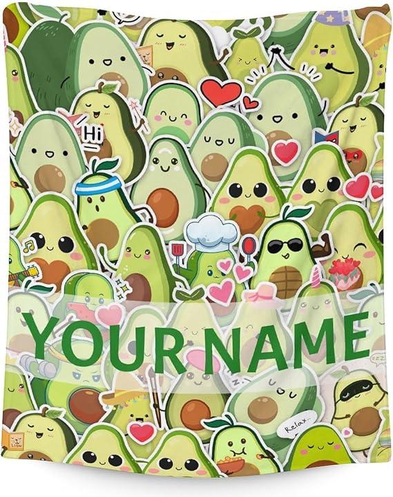 Blanket for Girls - 40"x50" Personalized Cute Avocado Throw Gifts - Colorful Soft Fuzzy Blankets for Bed, Couch & Living Room