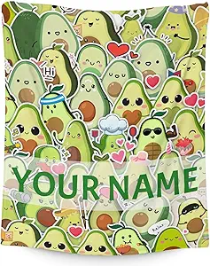 Blanket for Girls - 40"x50" Personalized Cute Avocado Throw Gifts - Colorful Soft Fuzzy Blankets for Bed, Couch & Living Room