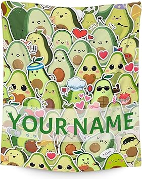 Blanket for Girls - 40"x50" Personalized Cute Avocado Throw Gifts - Colorful Soft Fuzzy Blankets for Bed, Couch & Living Room