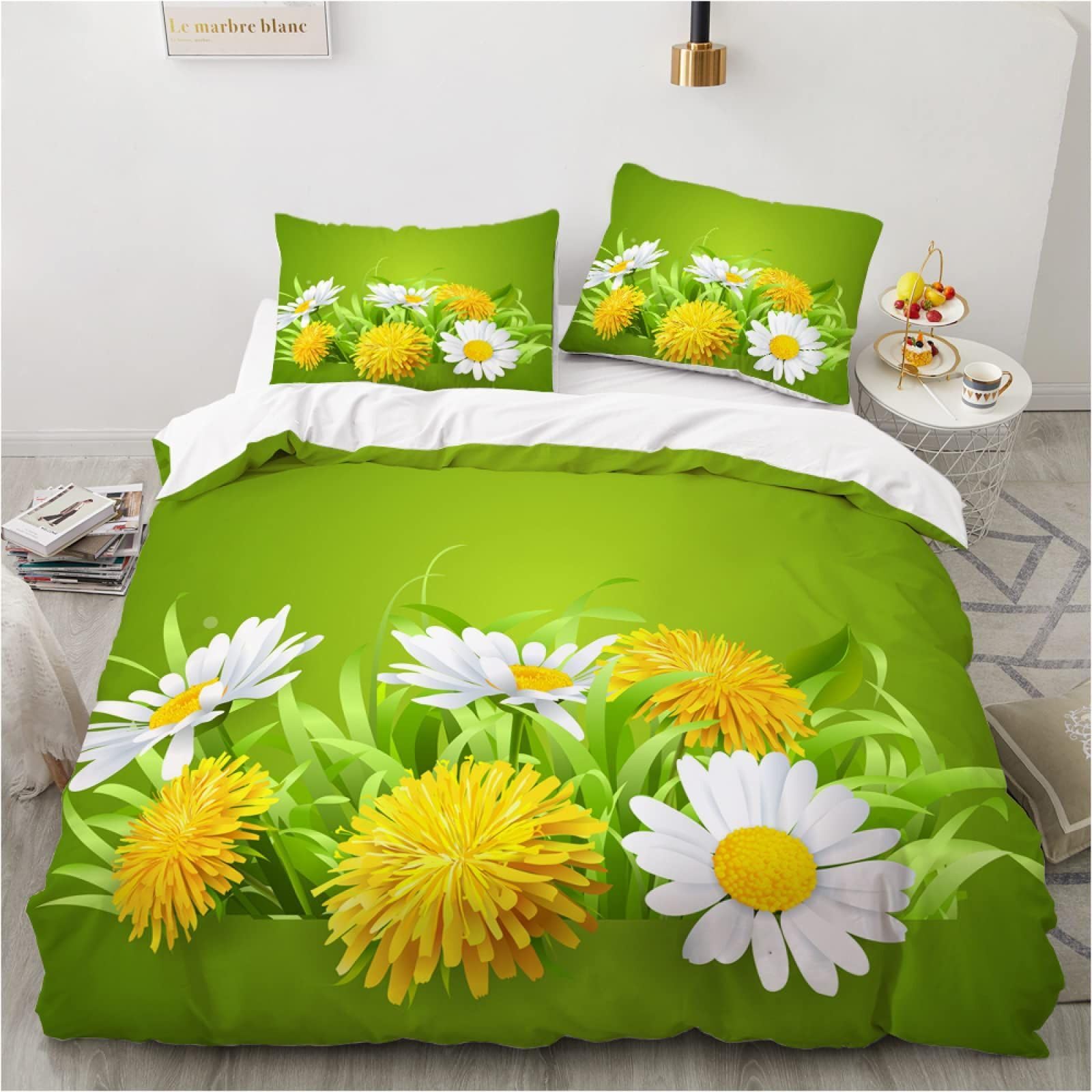 LMMSMGS King Size Duvet Cover Sets Flowers Duvet Cover King Size 94.5"x 86.6" with 2 Pillowcases 19.7"x 29.5" Bedding Sets Ultra Soft Warm Fluffy With Zipper Closure for Aldults Kids