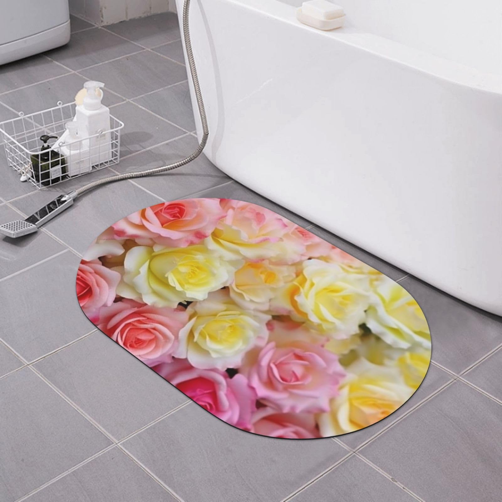 Paillasson séchage rapide ultra absorbant antidérapant rose jaune