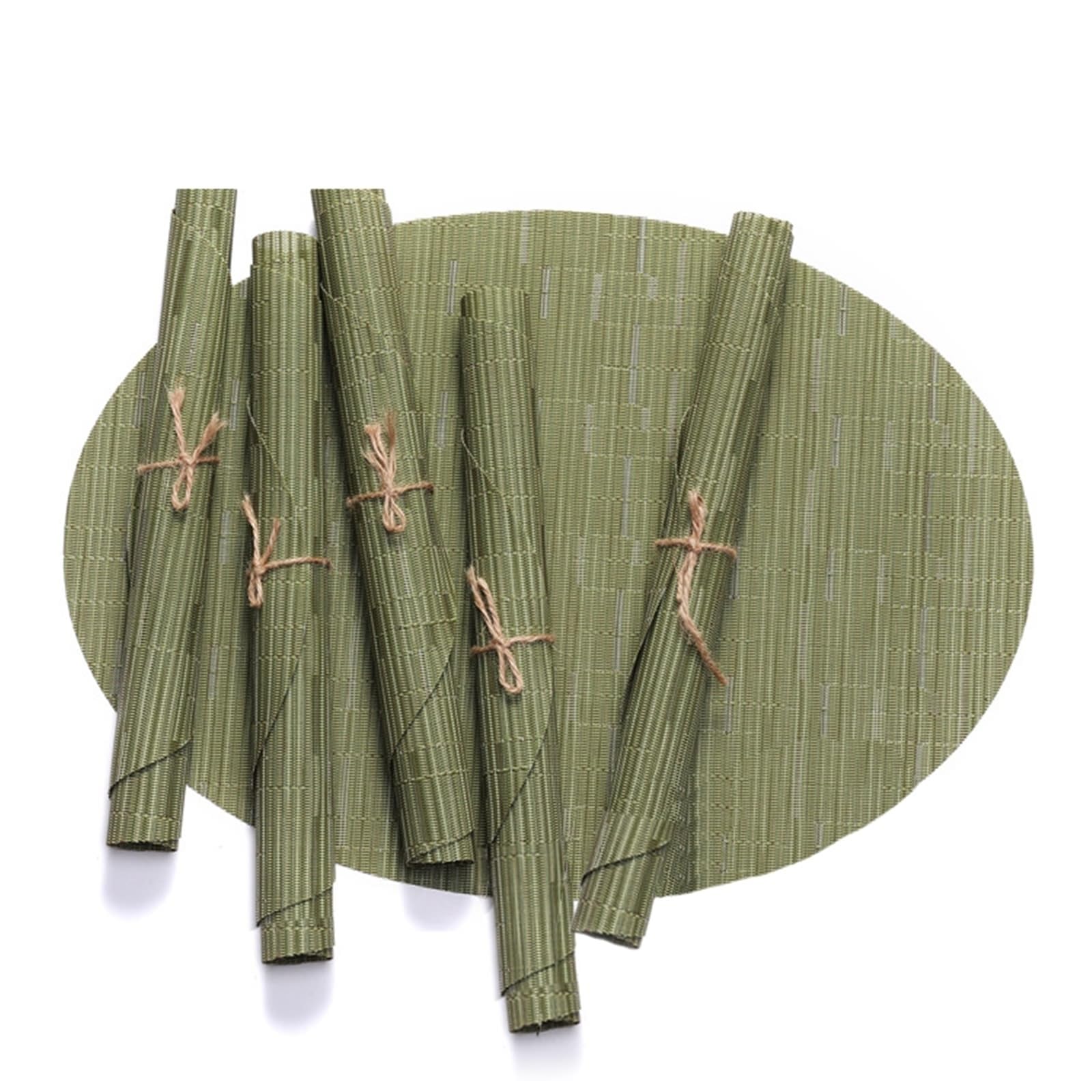 Placemat - Set di 6 tovagliette verdi intrecciate verticalmente a righe, 32,5 x 45 cm, per cucina e sala da pranzo