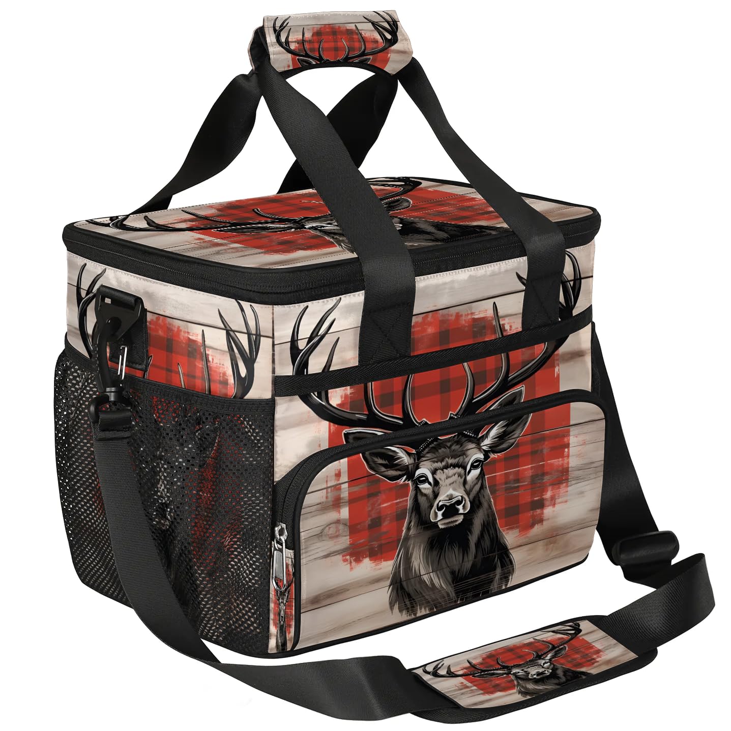 Lunch Box for Men Heavy Duty Insulated Lunch Bag for Women Wood Texture Deer Lunchbox for Adults Lunch