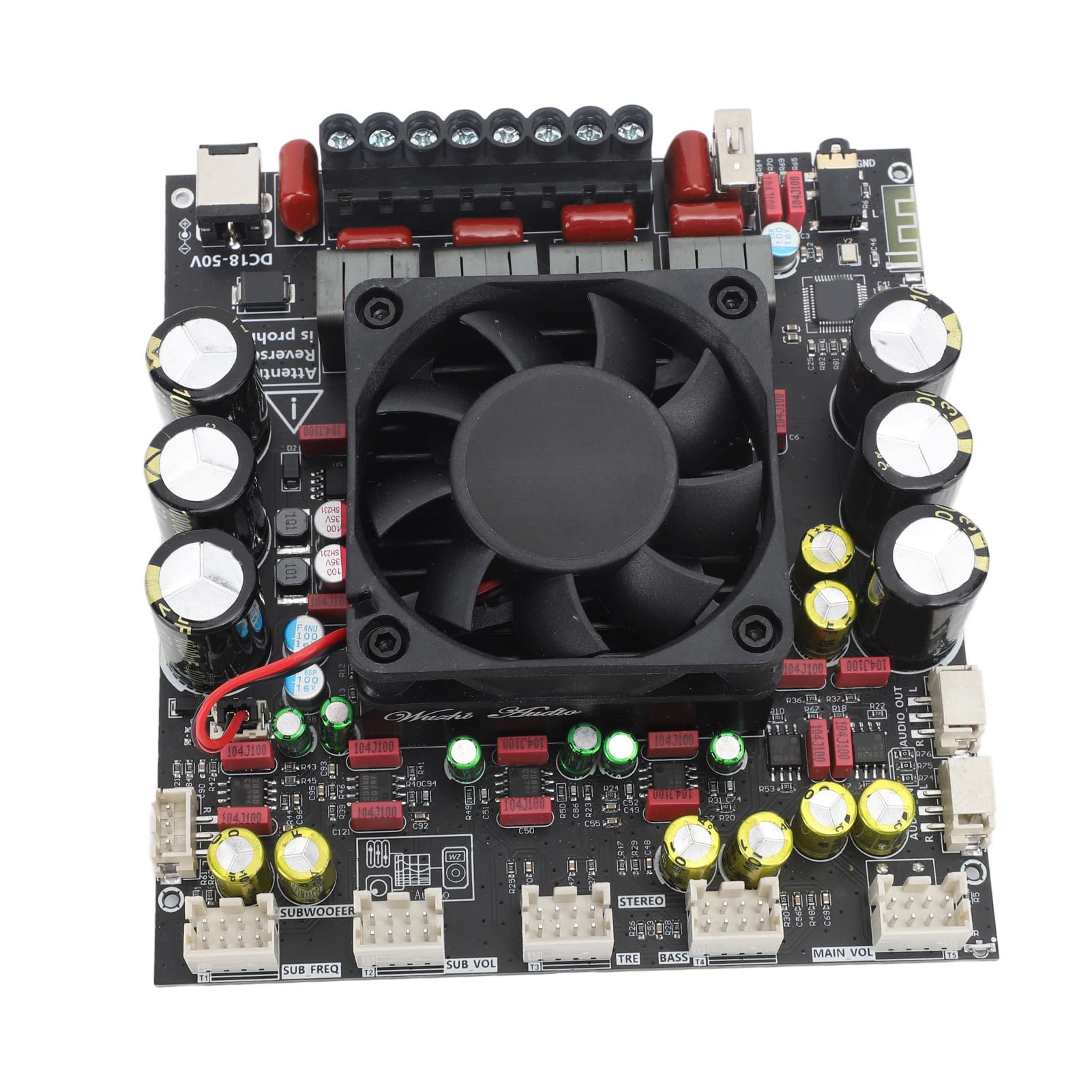 FTVOGUE Płyta Wzmacniacza Cyfrowego PCB Płyta Wzmacniacza Bluetooth 2.1 kanał 2x300W Plus 600W 18 do 50VDC z Wejściem BT AUX USB do Domowego Sprzętu Audio Stereofoniczny System Subwoofera