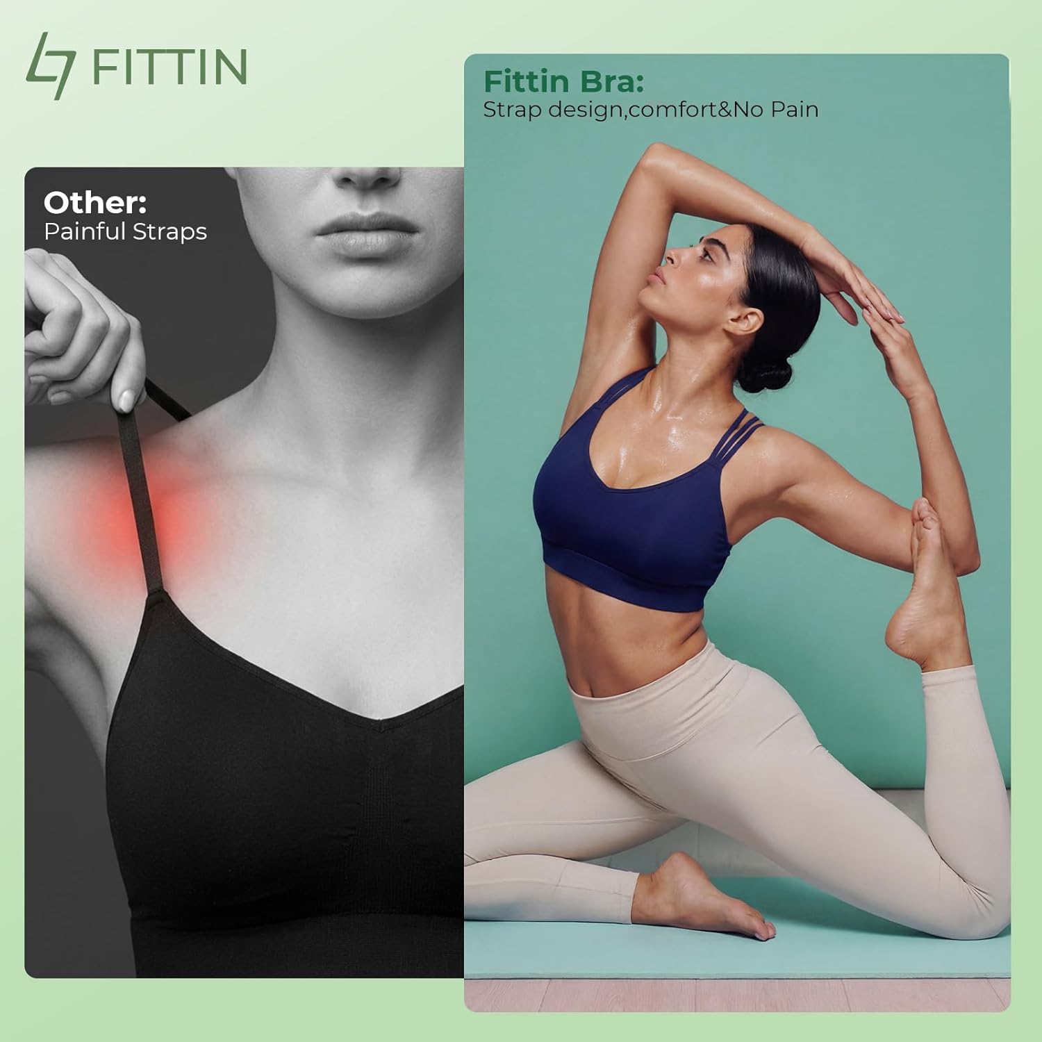 FITTIN Strappy Sports Bras for Women: Padded Full Coverage 3 Pack Sport Bra for Yoga Pilates - for Large Bust Woman Cup B-DD