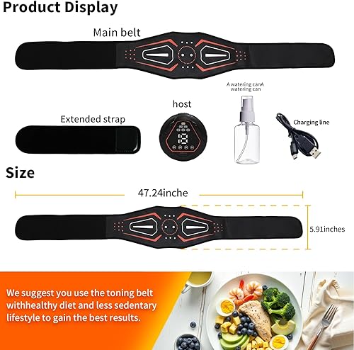 Miniatura 6 de Cinturón de fitness, estimulador ABS, máquina abdominal, cinturón de tonificación abdominal, equipo de entrenamiento de abdominales para el hogar,