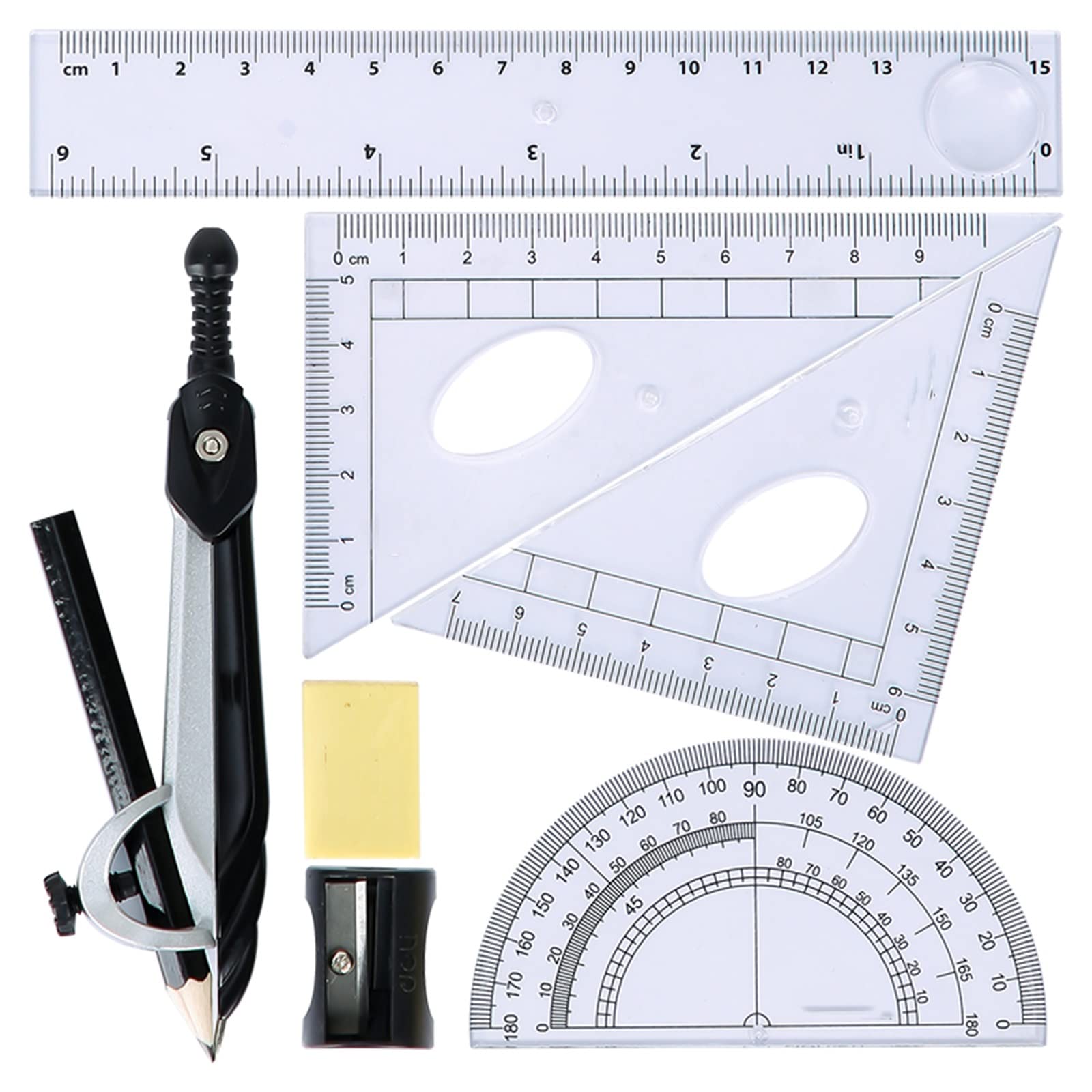 Compasso Scuola Media Set Con Compasso, 10 Pezzi Geometry E Bussola Set Di Scuola Set Di Righelli - Foto 5
