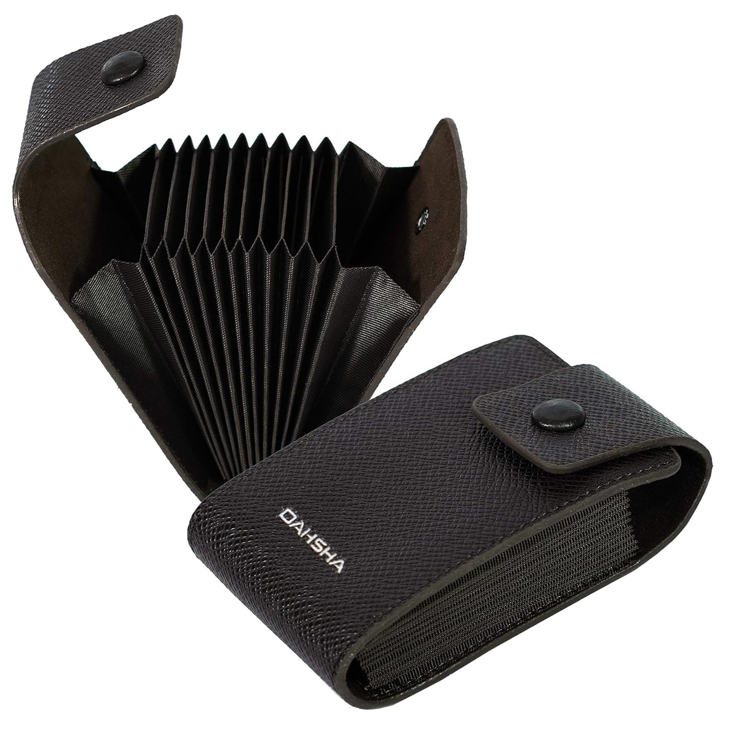 DAHSHA9 Slot Vertical PU Leather Pocket Sized Credit Debit ATM Card Holder Wallet & 2 Money Pocket for Men & Women (Chocolate Dark Brown - 10.5 X 7 X 3 cm)