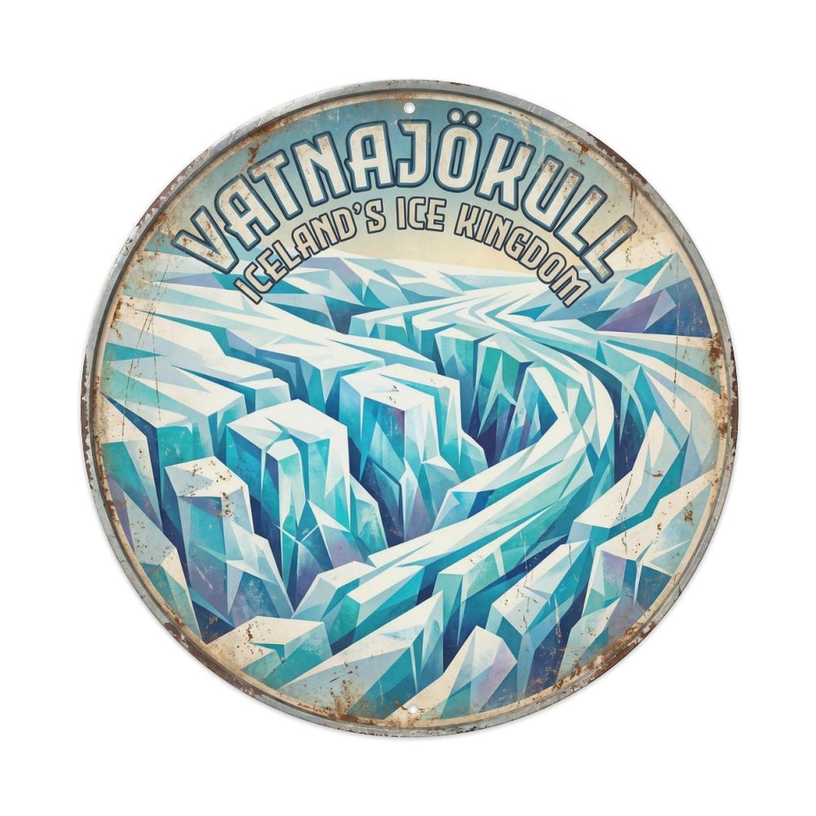 Vintage Travel Vatnajokull Iceland Glacier Metal Tin Sign