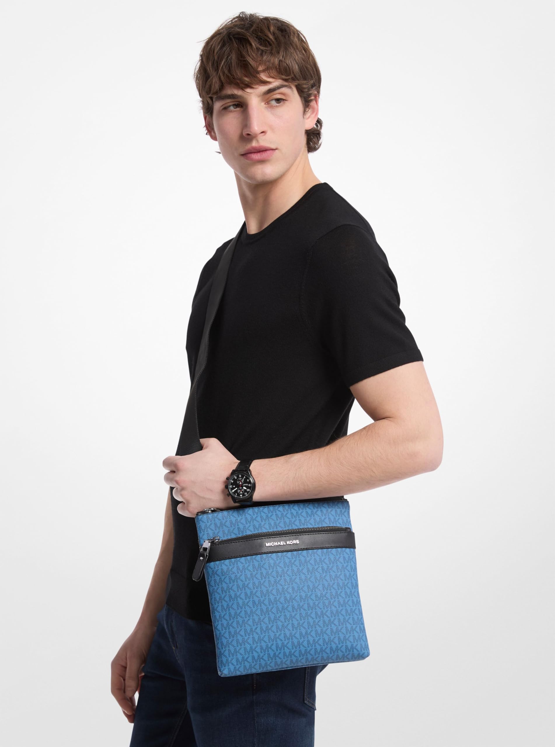 Michael Kors Hudson Flat Crossbody, Borsa a Tracolla Uomo