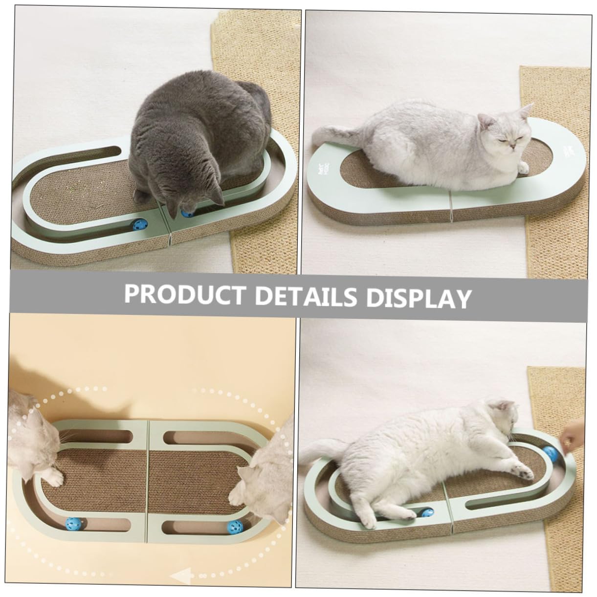 Toyvian Rascador de Cartón Ondulado para Gatos Bola Integrada Diseño Plegable para Uso Hogar