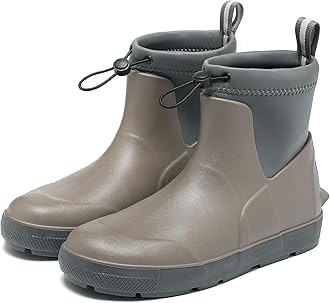 Men's Deck Boots,Ankle Rubber Rain boots Waterproof Anti-Slip Waterproof Shoes, Fishing Boating Boots Water Work Shoes for Men