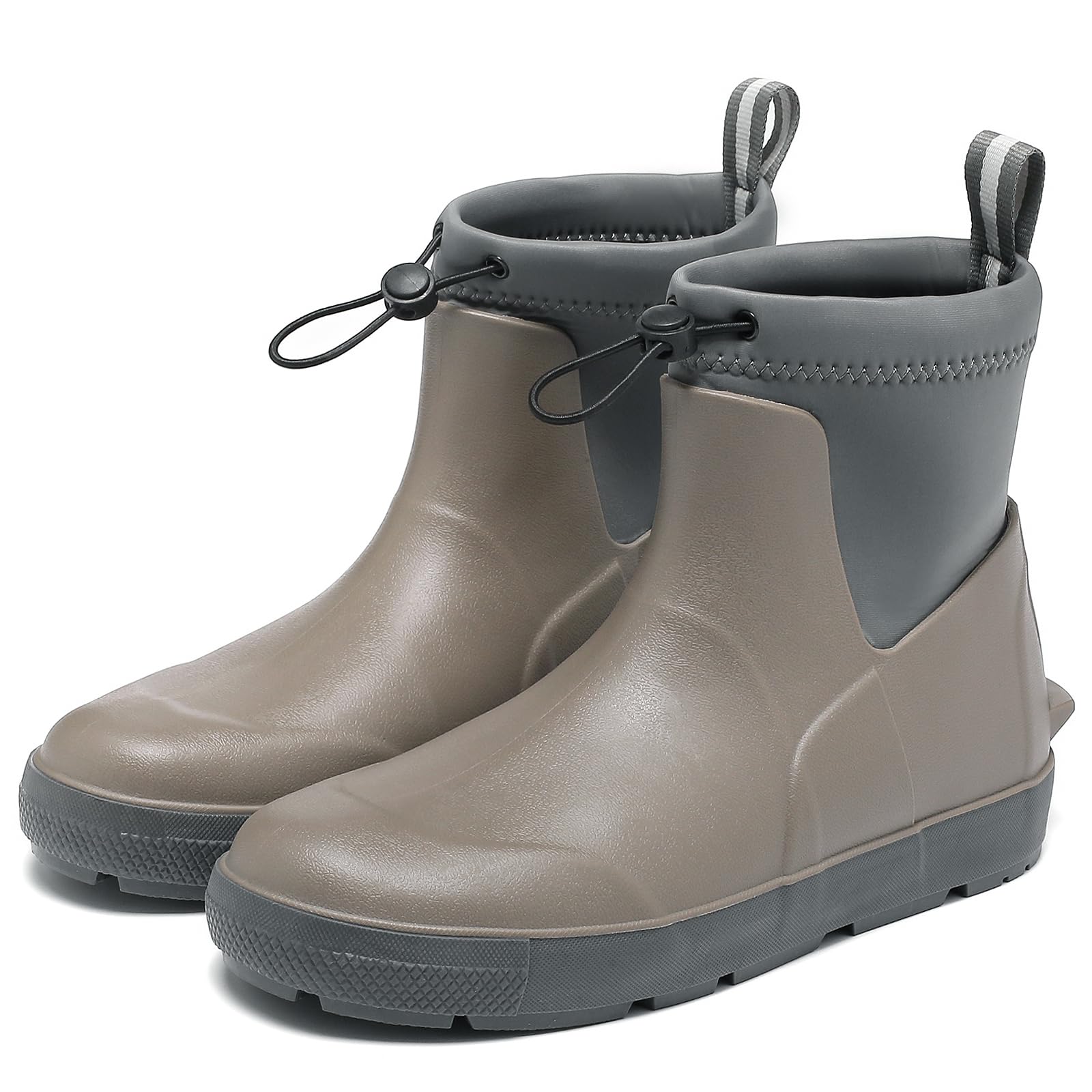 Men's Deck Boots,Ankle Rubber Rain boots Waterproof Anti-Slip Waterproof Shoes, Fishing Boating Boots Water Work Shoes for Men