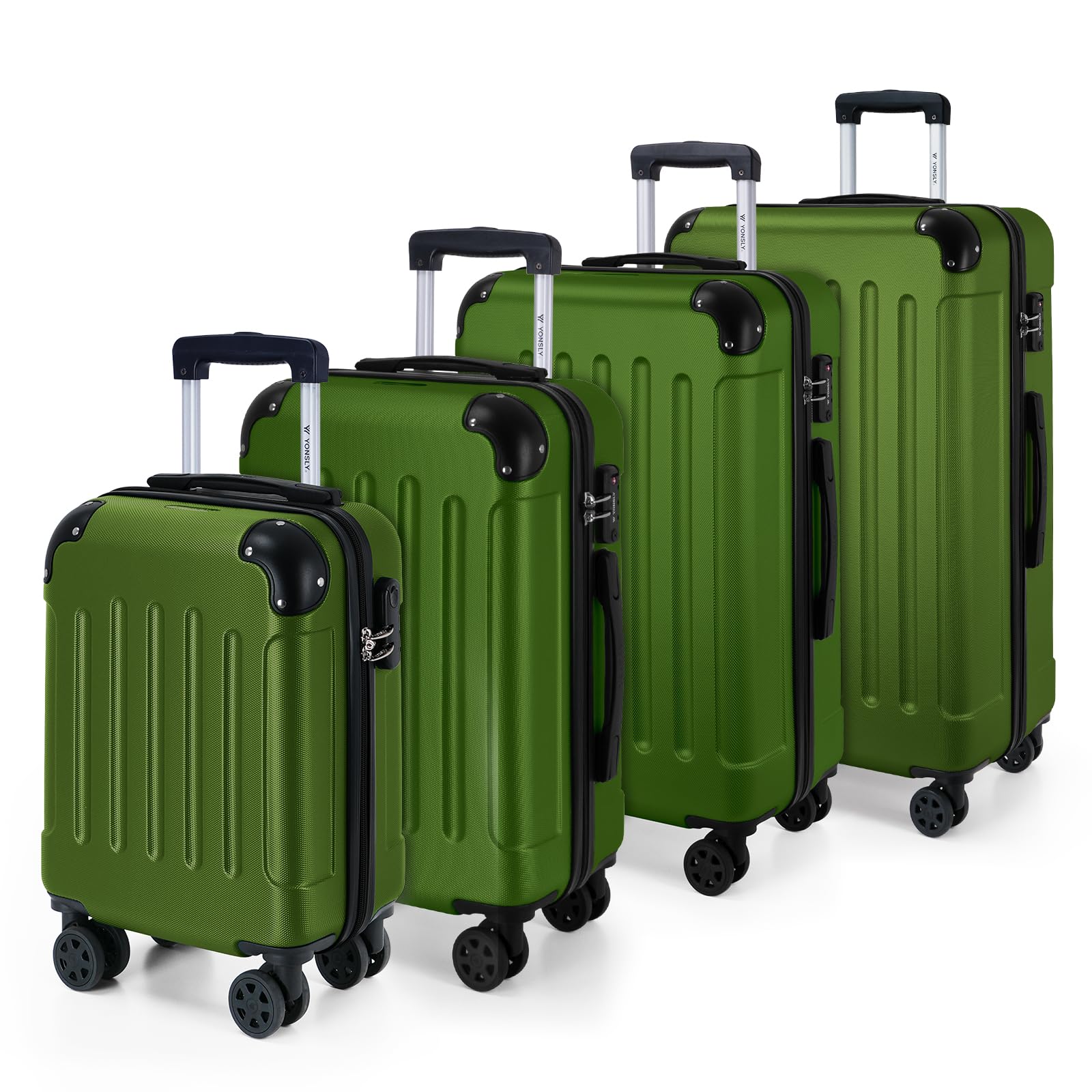 YONSLY Gepäck Reisekoffer, Trolley Rollkoffer Handgepäck, Hartschalenreisekoffer mit 360° Lenkrollen, Zahlenschloss, Mehrstufiger Teleskopgriff