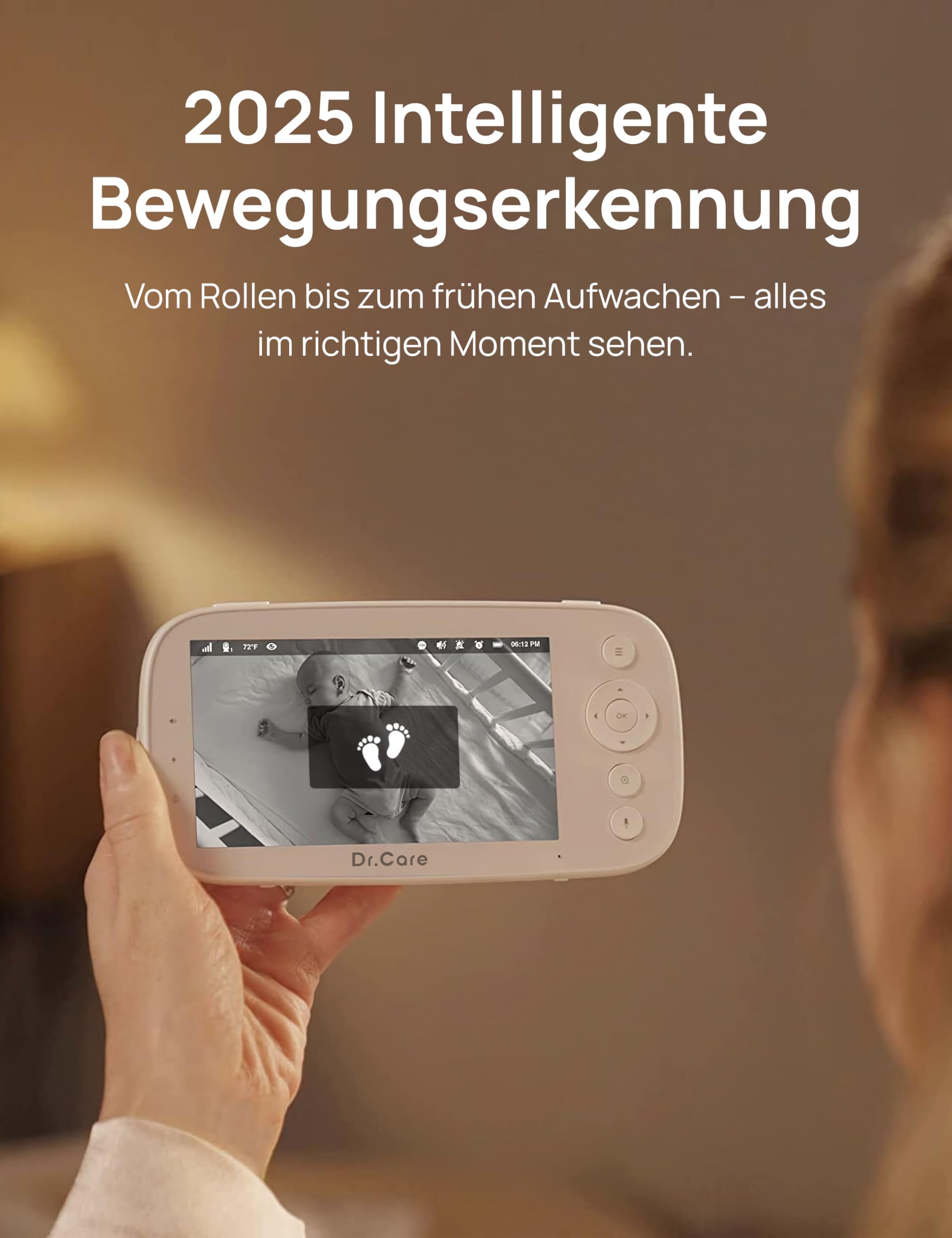 Dr.Care NovaView Pro Babyphone ohne WLAN mit Bewegungsmelder 5 Zoll 1080P Display 5000mAh Akku klare Nachtsicht Echtzeit VOX 2x/4x Zoom 300 m Reichweite 2-Wege-Audio Schwenk- und neigbare Kamera