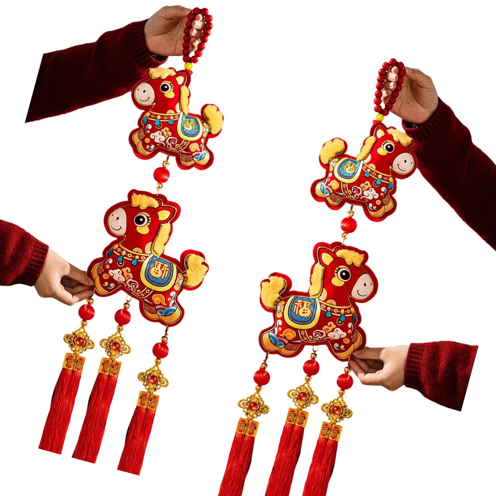Of 2 Artistic 3D Velvety Cotton Festival Decor for New Year Scenes Warm Velvety Cotton Festival Hanging Decorations