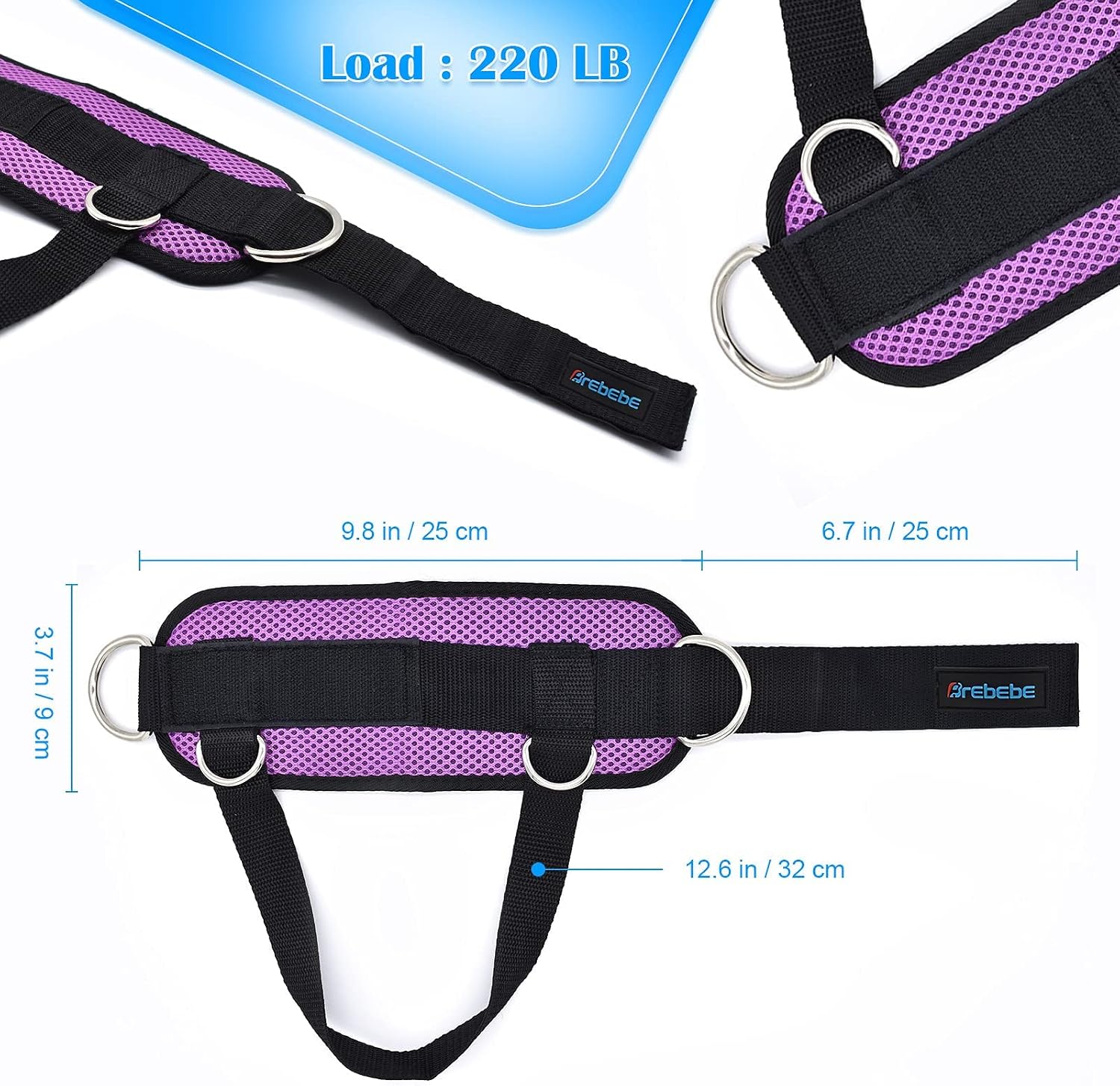 Brebebe 1 Pair Fitness Ankle Strap for Cable Machine, Adjustable Women Men Ankle Strap Kickbacks with Fixed Rope, Foot Legs Muscle Strength Exercises, Gym Glute Hips Workouts Thighs Power Trainer