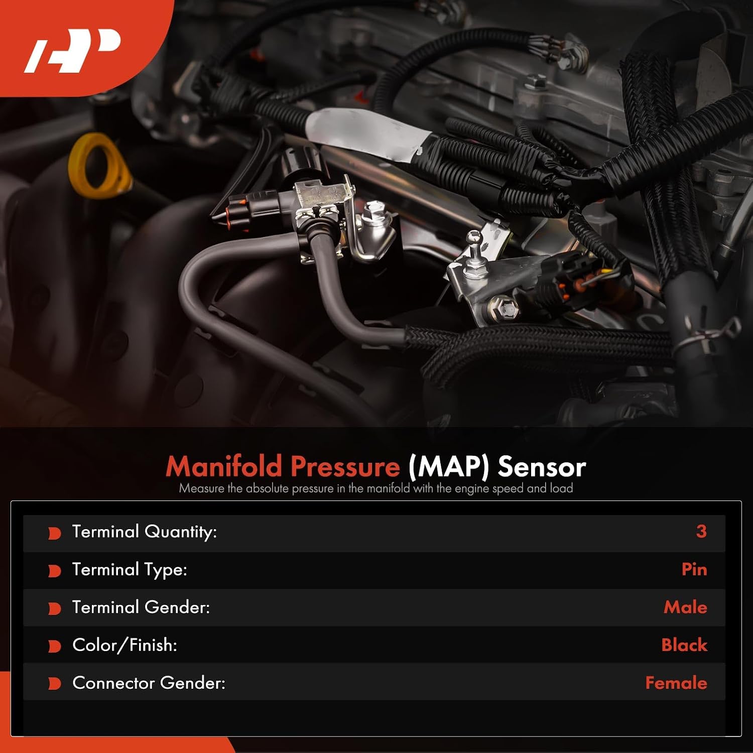 A-Premium Manifold Absolute Pressure Sensor [3 Pins] Compatible with Mercedes-Benz CLA250, CLA45 AMG, 2014 2015 2016 2017 2018 2019