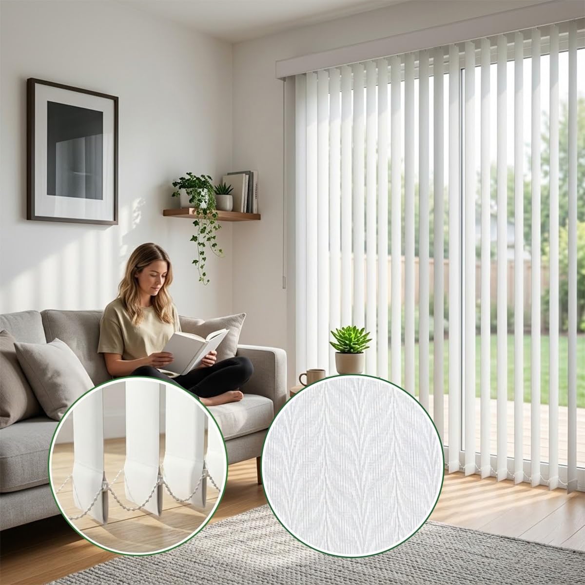 Genérico Estores Verticales Translúcida Cortina Lamas Verticales Control de Luz Cortina Vertical Protección Solar, Persiana Veneciana Opaco para Ventanas Grandes Oficina(170cmW x 340cmH)