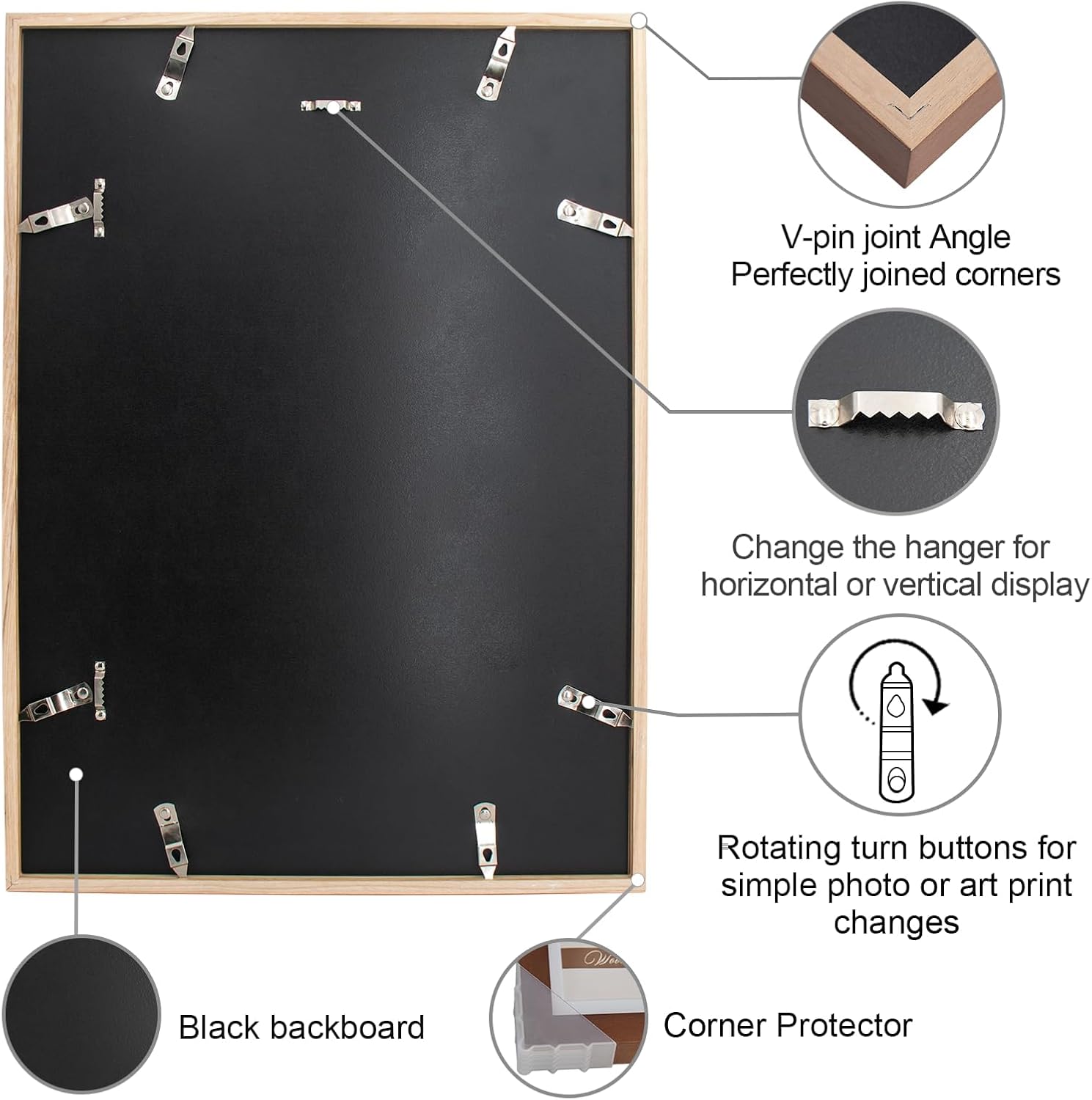 Boarding A2 High Wood Poster Frame with Mat for 11.7 x 16.5 Photos or 16.5 x 23.4 Pictures, Wall Hanging Wood Picture Frame with Tempered Glass, Wall Kit, 1 Pack, Walnut
