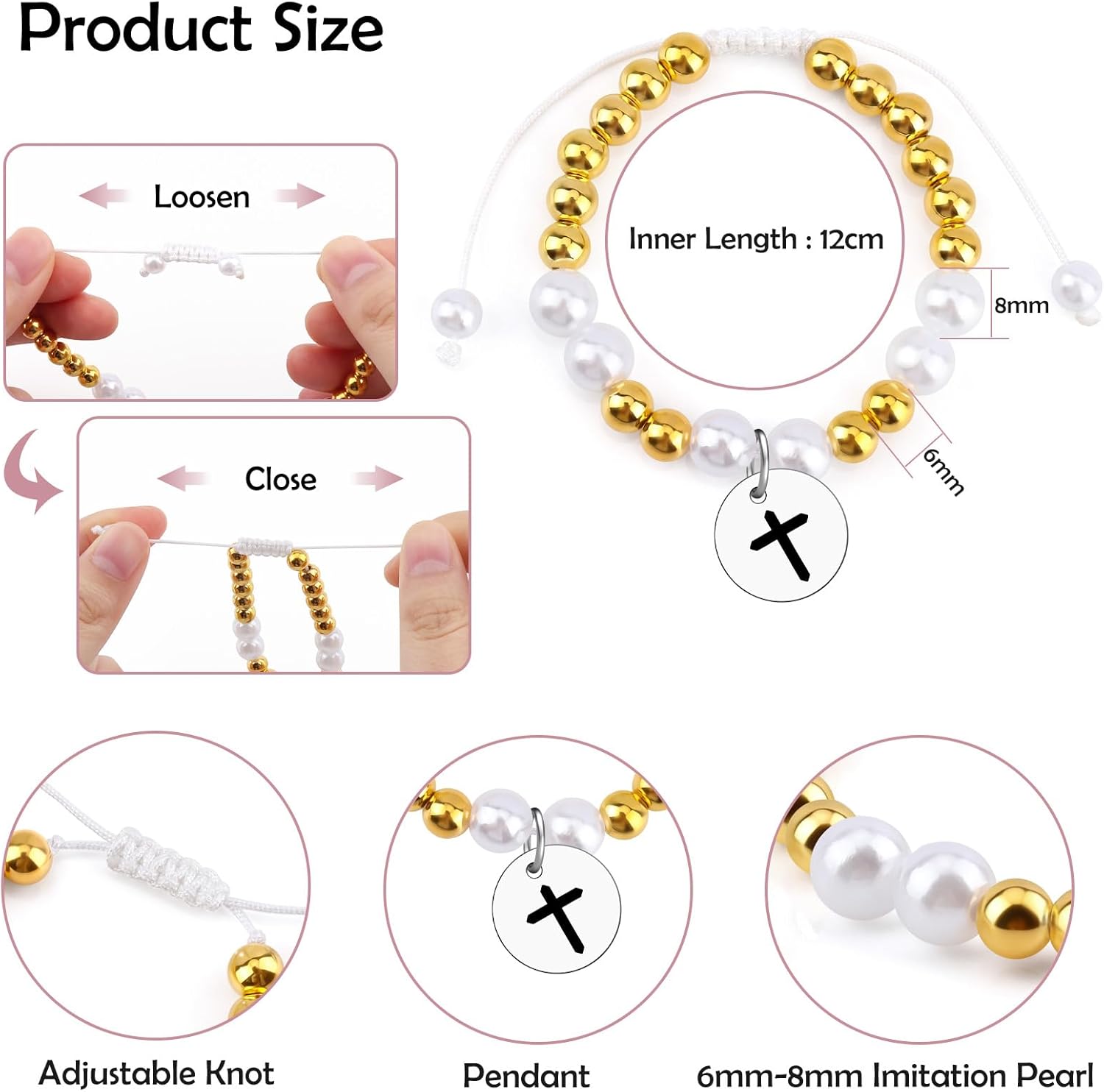 Mwphuy Christian Baptism Gifts for Women Friend Religious Bracelet Jewelry Baptism Communion Confirmation Gifts for Women Daughter Granddaughter Beaded Bracelet Christmas Birthday Gift - Image 2