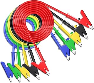 Goupchn 5-Pack Alligator Clips Test Leads, 3.3ft Pure Copper Dual-Ended Crocodile Wires with Insulators for Electrical Testing