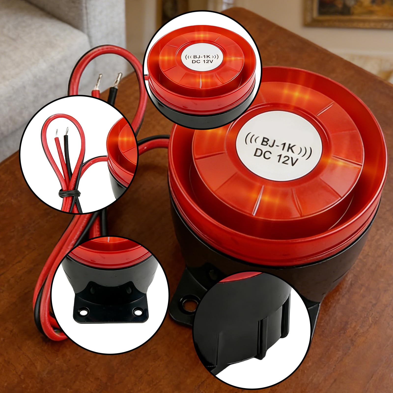 BAIFULAI 3 unidades DC 12 V Mini Sound Light Alarma Luz intermitente 120 dB sirena estroboscópica alarma falsa 1 W, IP54, alarma con cable, luz intermitente para emergencia, evacuación y seguridad