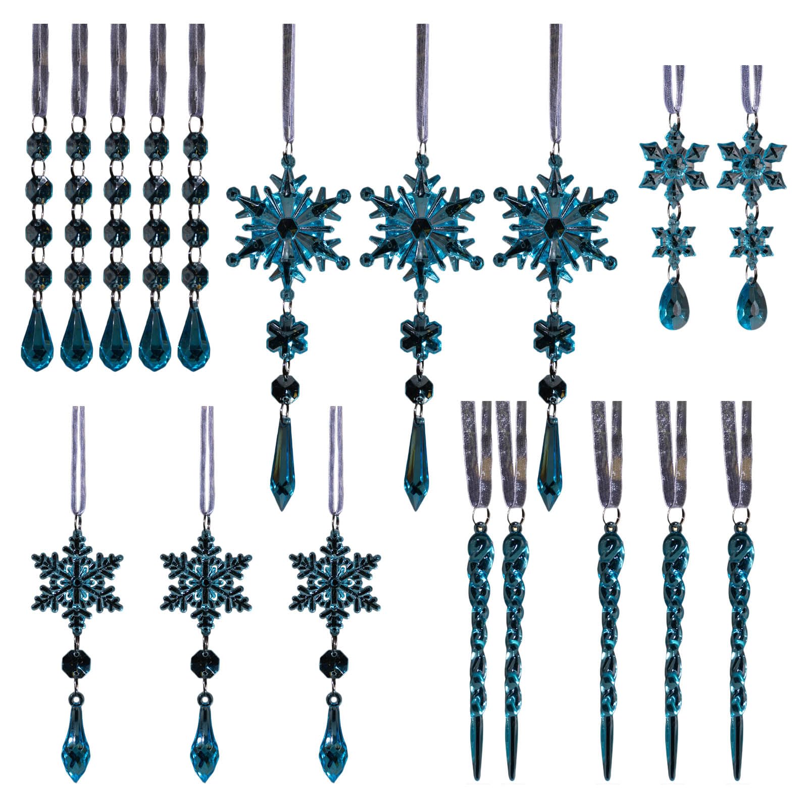18PCS Clearly Ice Cone Ornamentation Shatterproof Acrylic Hanging Snowflake Decors for Festival Home Styling Ornamentation Acrylic