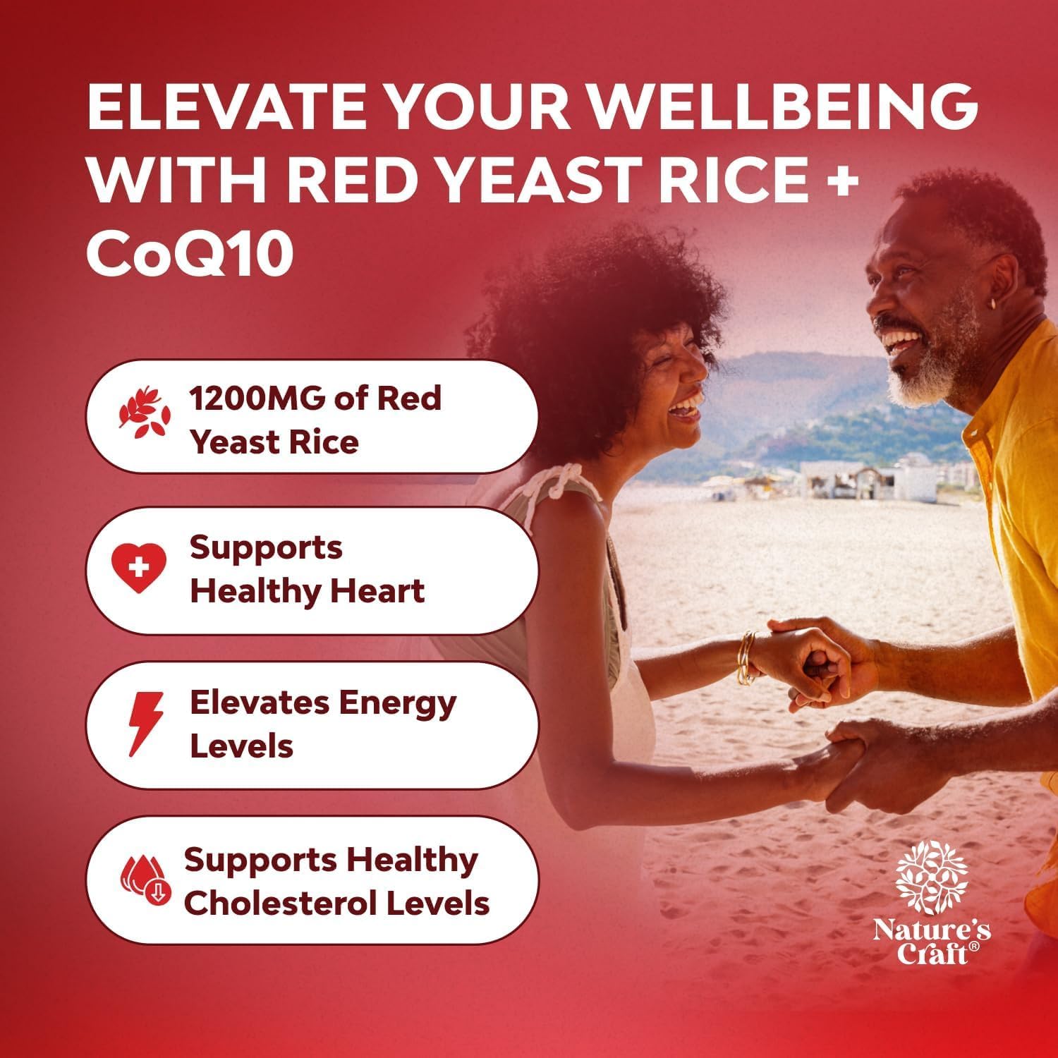 Red Yeast Rice with CoQ10 Supplement - Advanced Healthy Heart & Healthy Cholesterol Levels Formula for Men & Women - Extra Strength Capsule with Red Yeast Rice 1200 mg Capsules with CoQ10 - 120 Count - Image 4