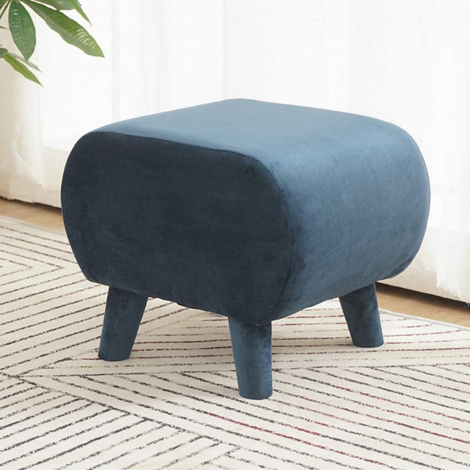 Repose-pieds tabouret rembourré avec 4 pieds stables en bois