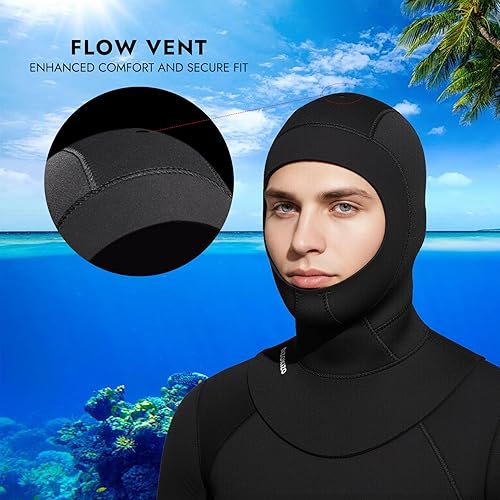 Miniatura 4 de Capucha de buceo de neopreno térmico de 0.118 pulgadas para hombres y mujeres, gorro de neopreno para esnórquel, kayak, vela, surf con ventilación