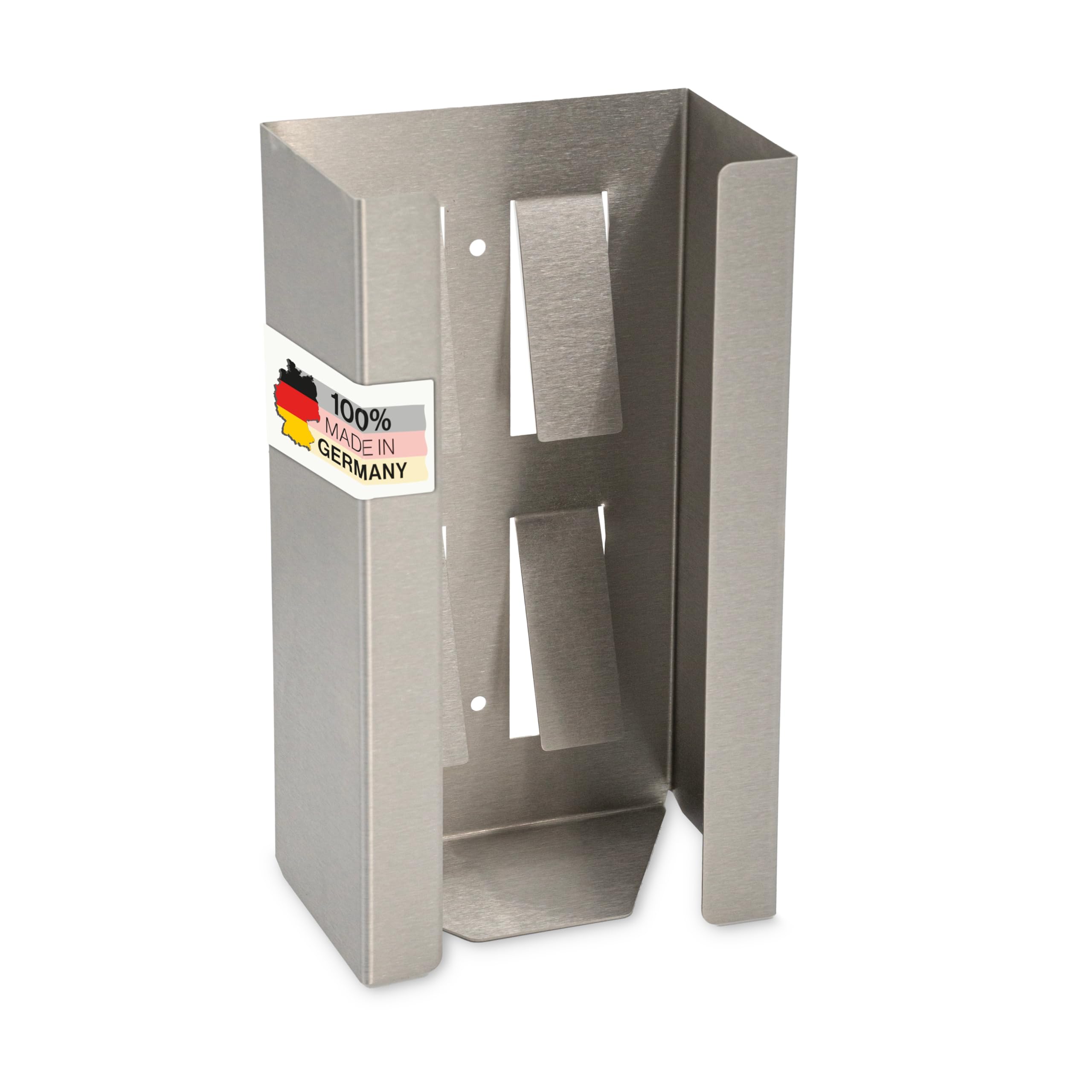 Handschuhhalter Edelstahl Wand Bohren & Kleben - Spender für Einmalhandschuhe - Handschuhspender Wandhalter - Handschuhbox Halterung (Für 1x Einweghandschuhe)